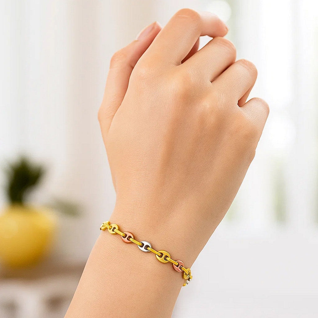 14k Tri Color Gold Mariner Link Bracelet (4.90 mm)