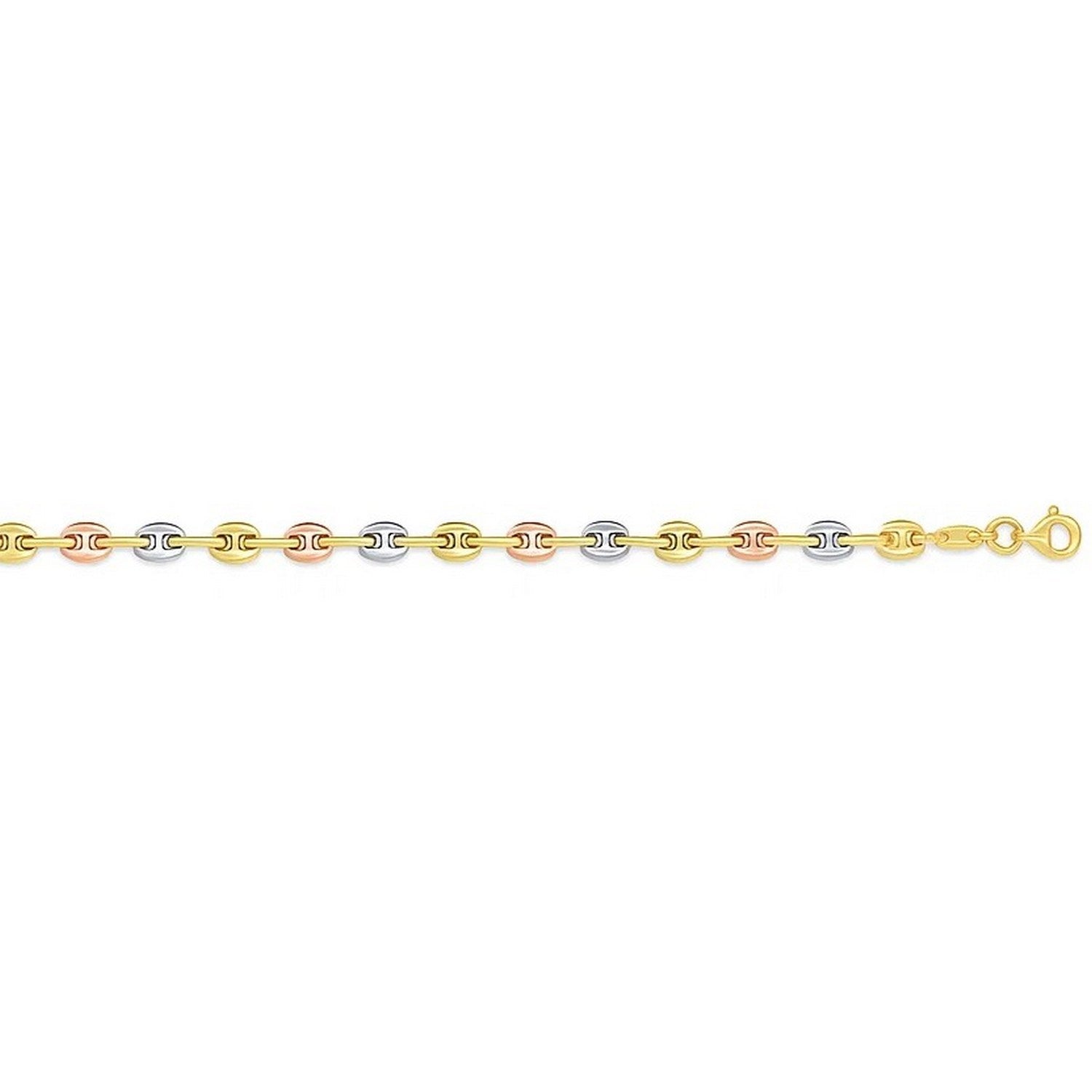 14k Tri Color Gold Mariner Link Bracelet (4.90 mm)