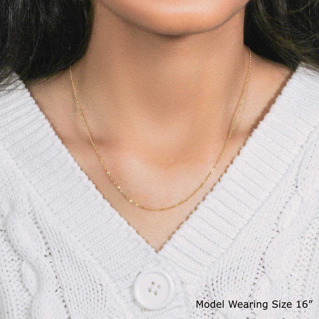 18k Yellow Gold Diamond Cut Cable Link Chain (1.10 mm)