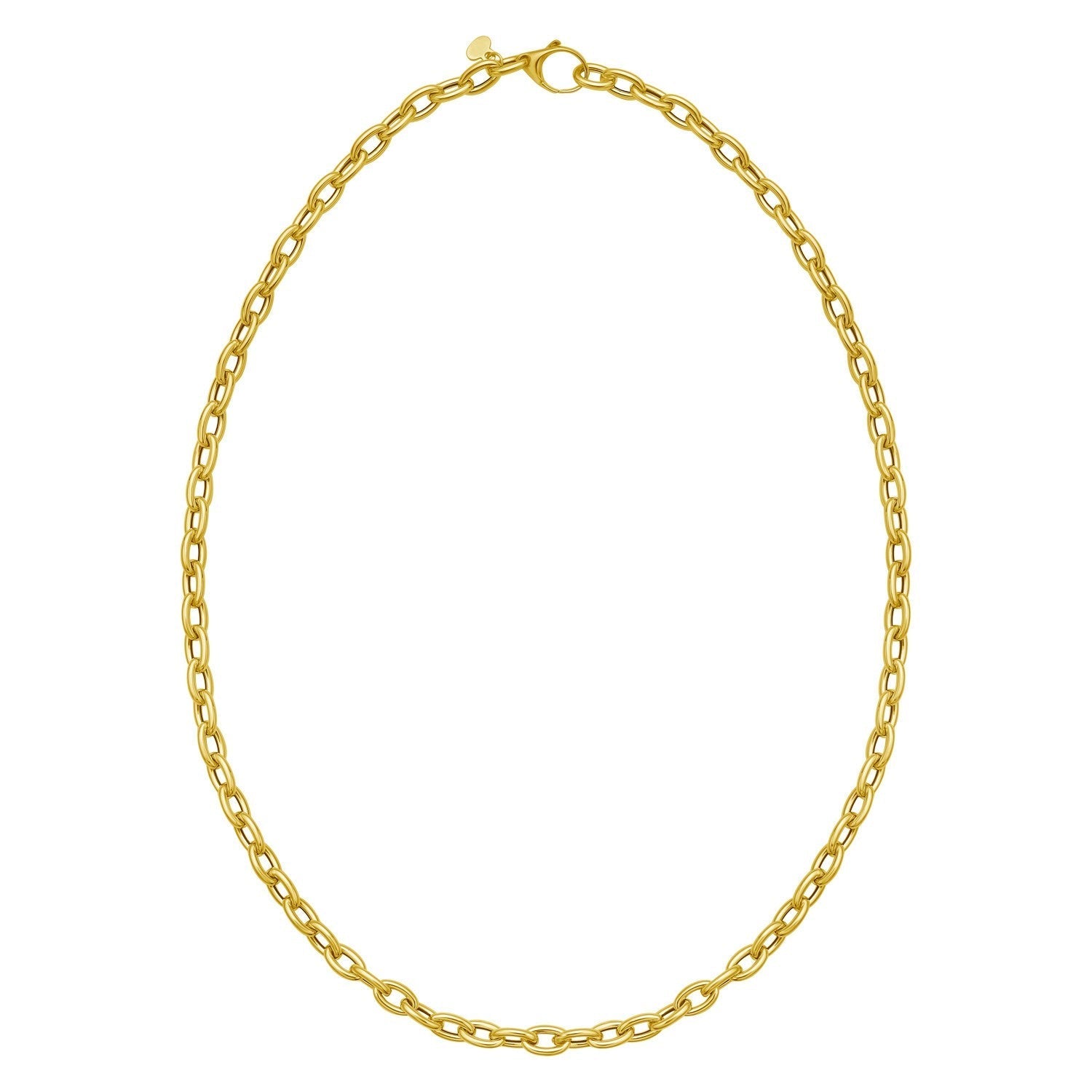 14K Yellow Gold Charm Lock Rolo Chain Necklace (5.10 mm)