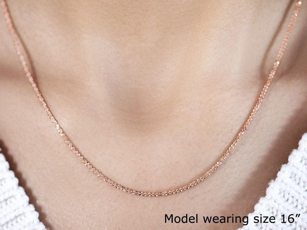 1.5mm 14K Rose Gold Sparkle Chain