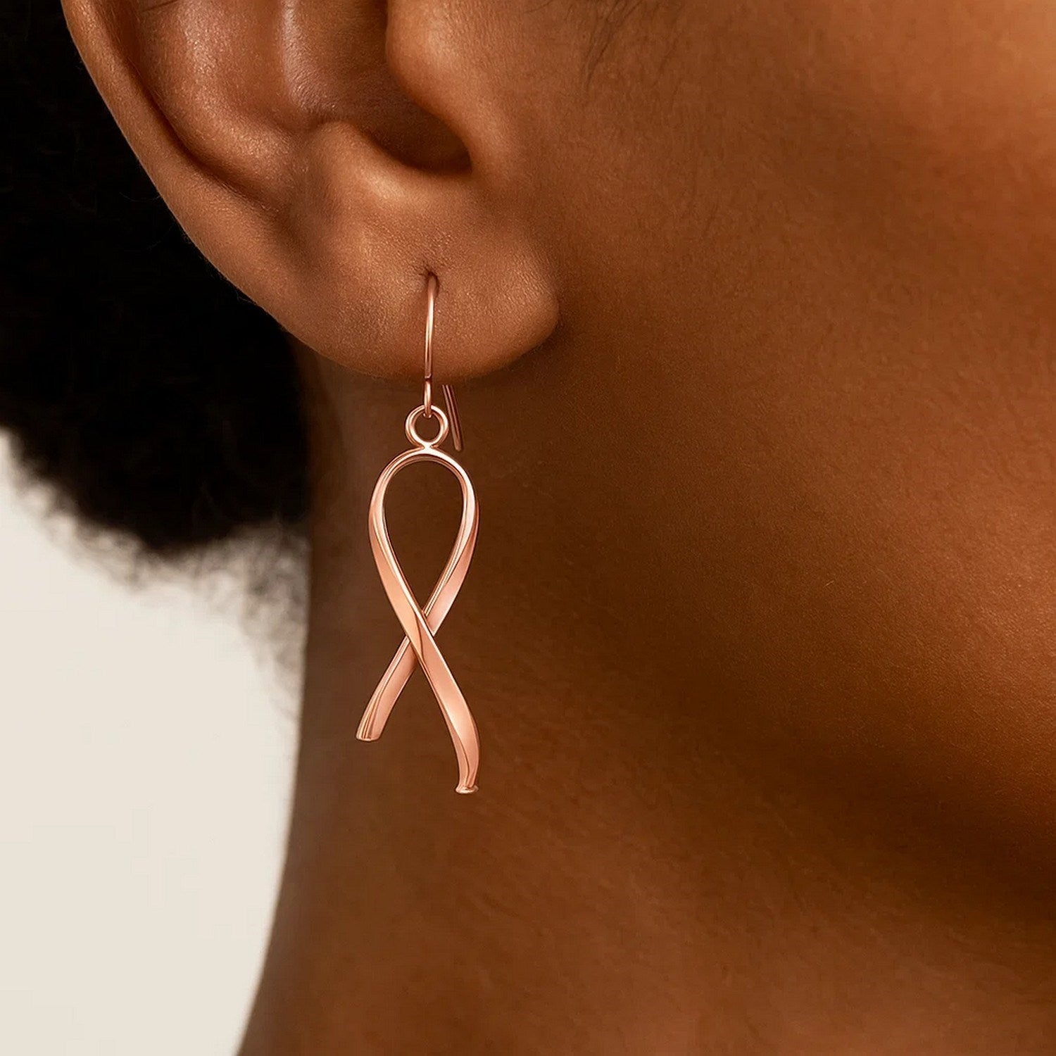 14k Rose Gold Polished Ribbon Style Drop Earrings