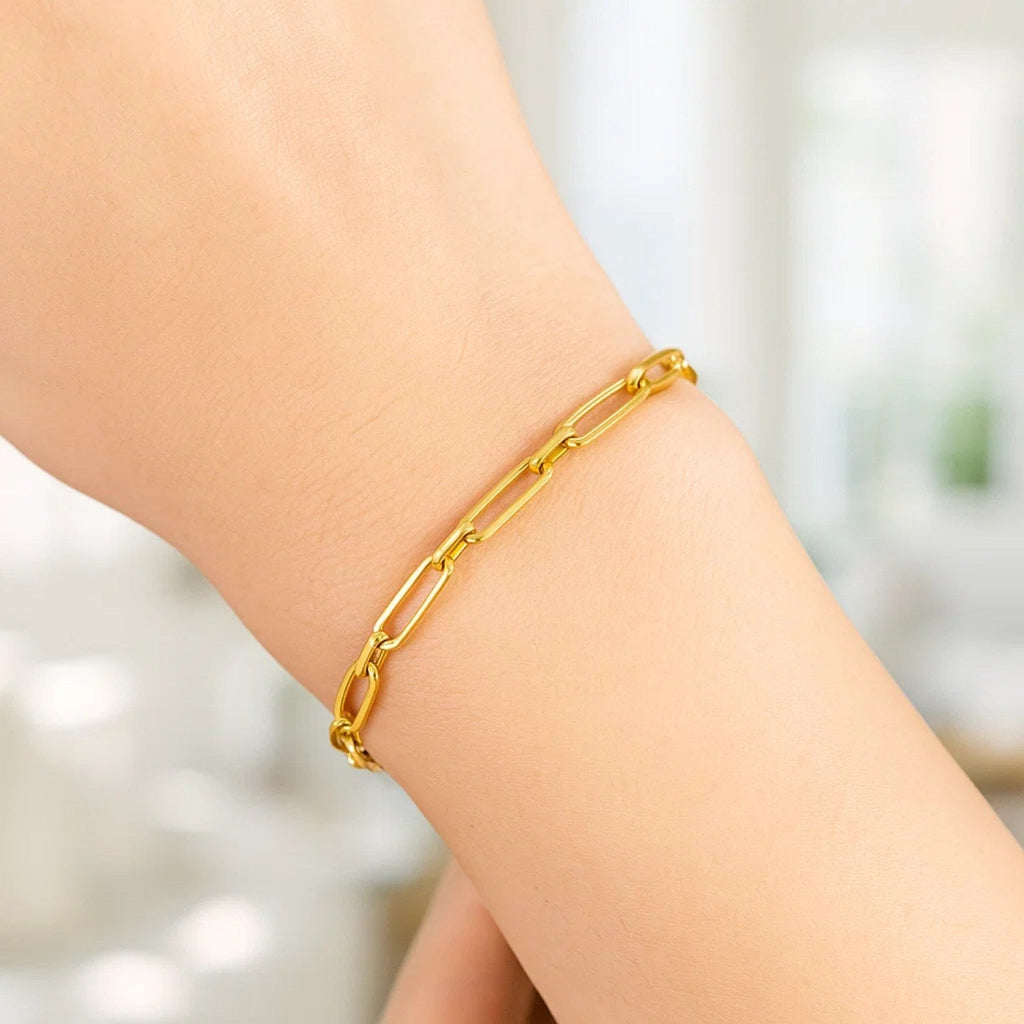 14k Yellow Gold Alternating Paperclip Bracelet  (2.80 mm)