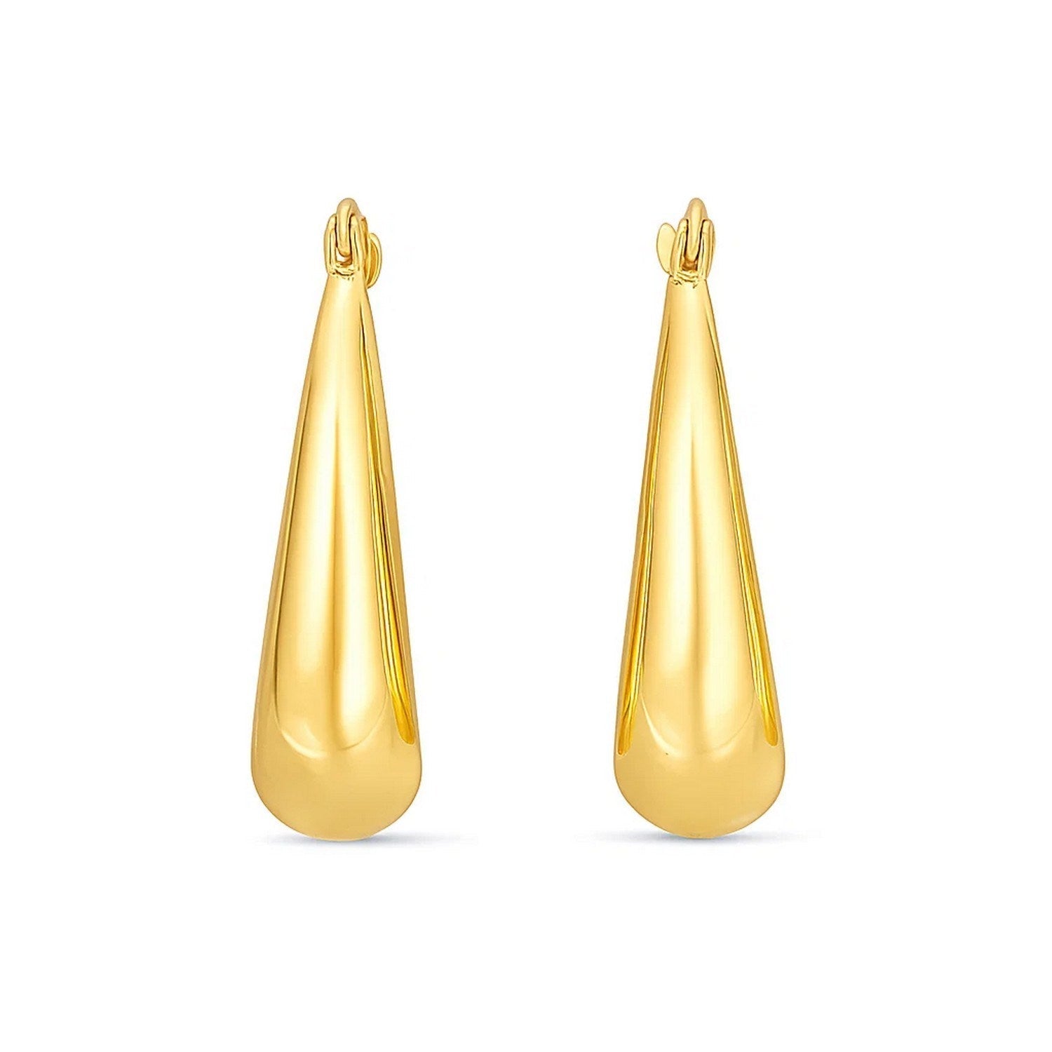 14k Yellow Gold Polished Puffed Hoop Earrings