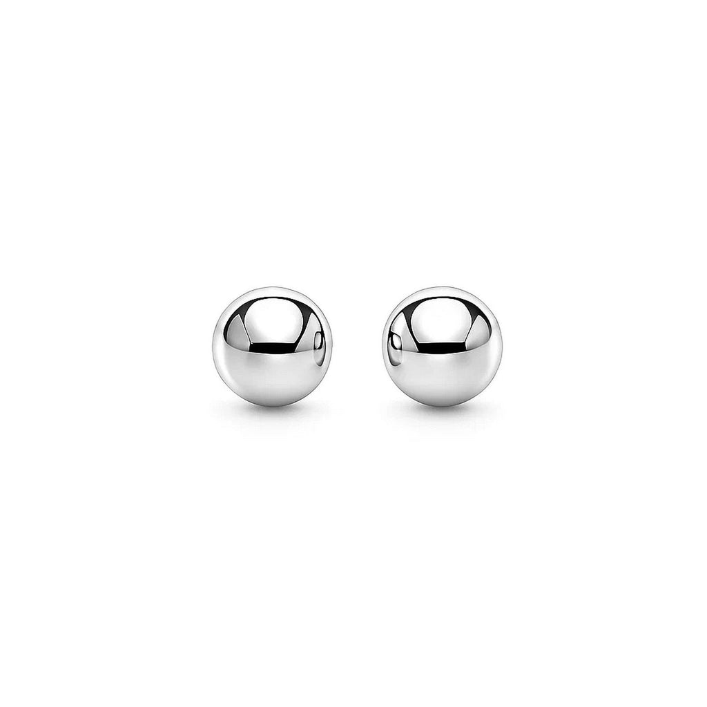 14k White Gold Spherical Stud Earrings (3mm)