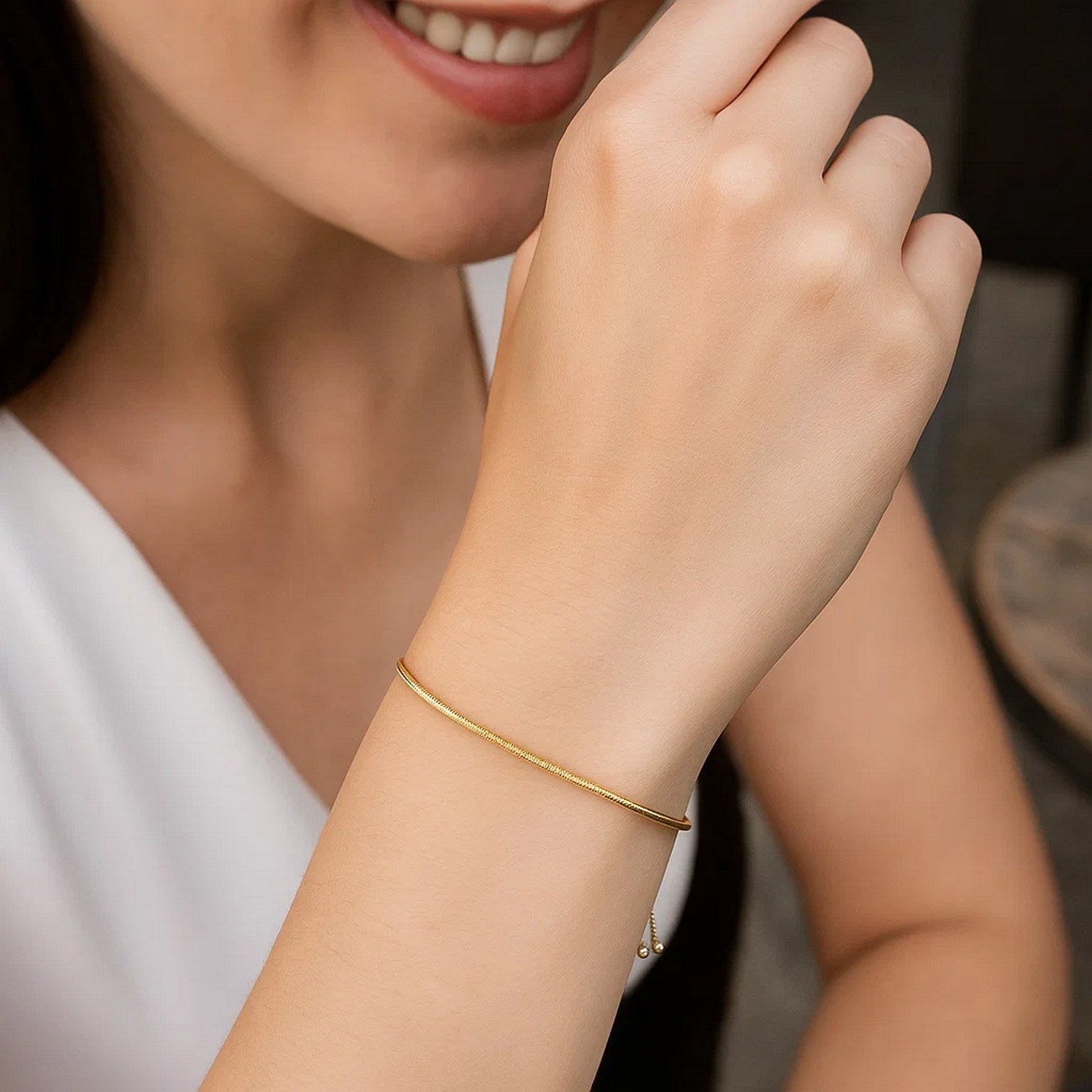 14k Yellow Gold Adjustable Lariat Style Heart Motif Bracelet (1.00 mm)