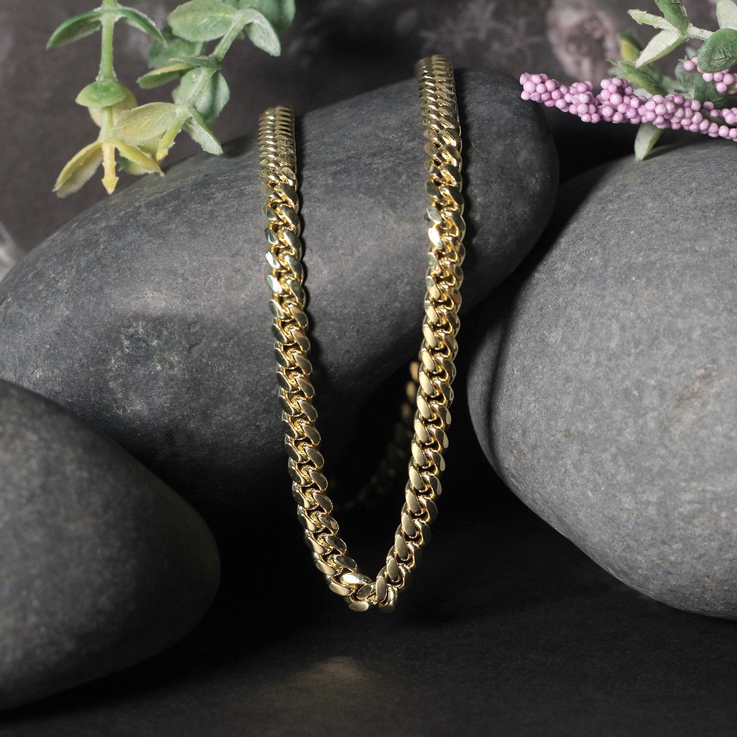 14k Yellow Gold Classic Miami Cuban Solid Chain (4.90 mm)