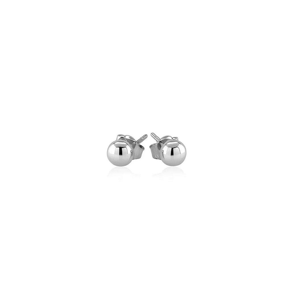 14k White Gold Round Stud Earrings (4mm)