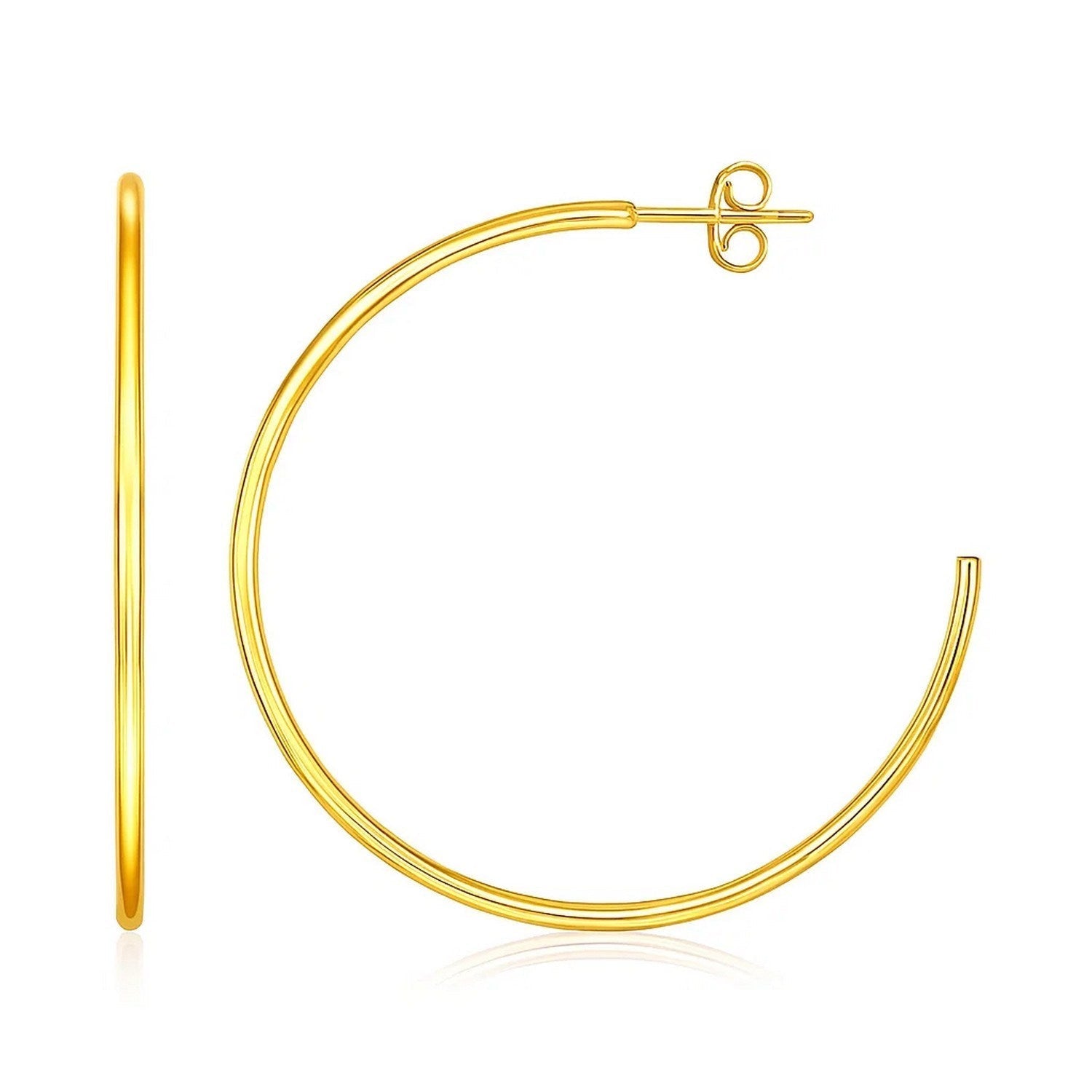 14k Yellow Gold Polished Hoop Earrings(1.5x40mm)