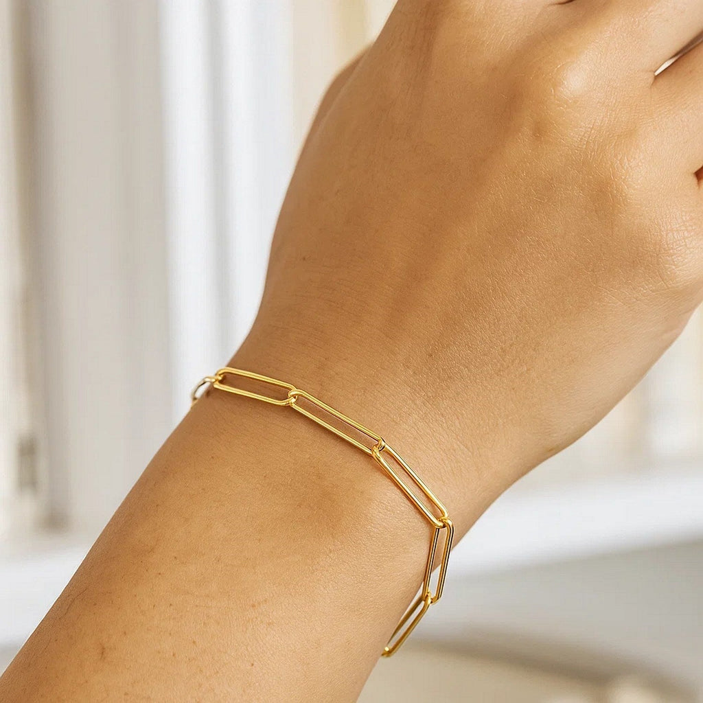 14k Yellow Gold Wire Paperclip Bracelet  (2.70 mm)