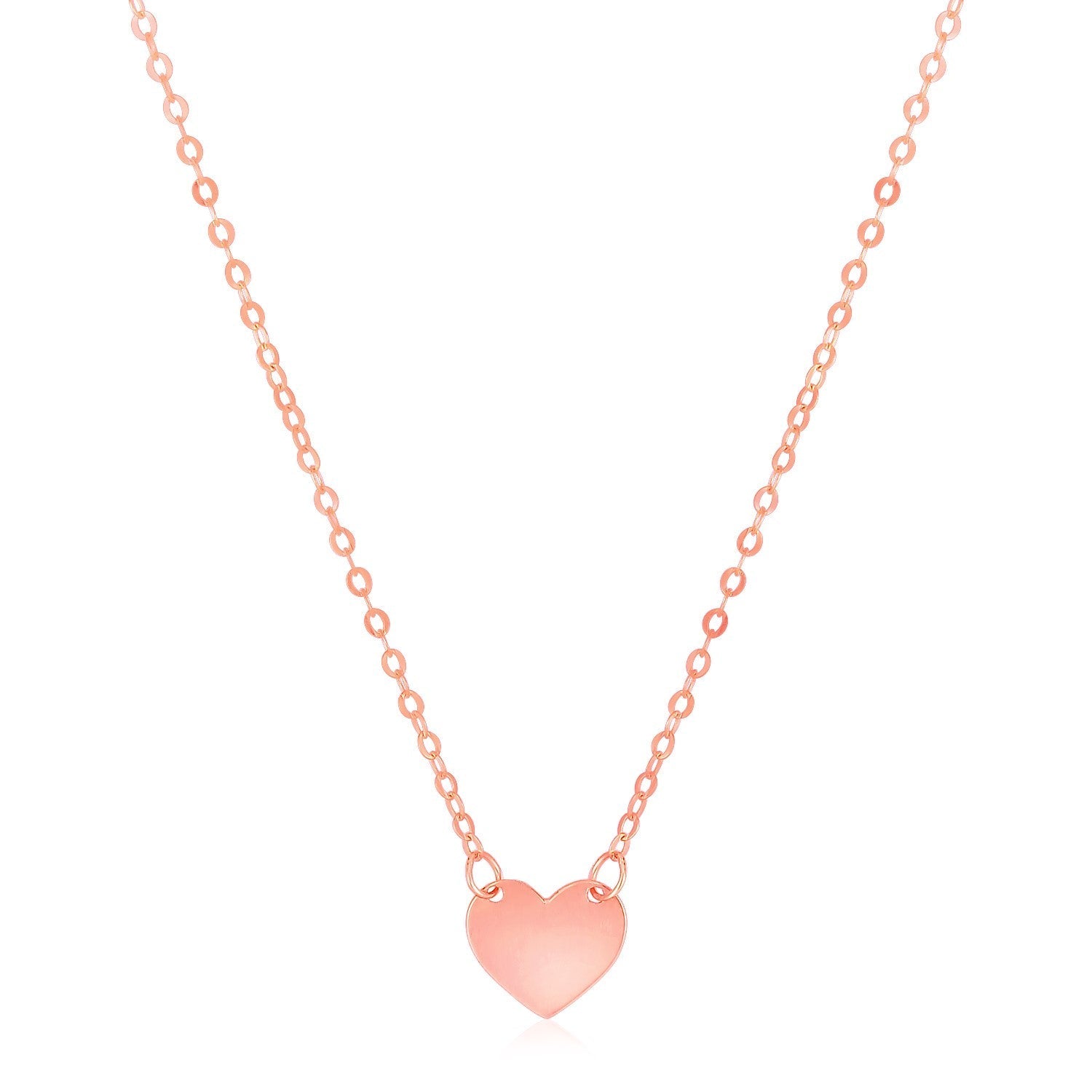 14k Rose Gold Polished Mini Heart Necklace