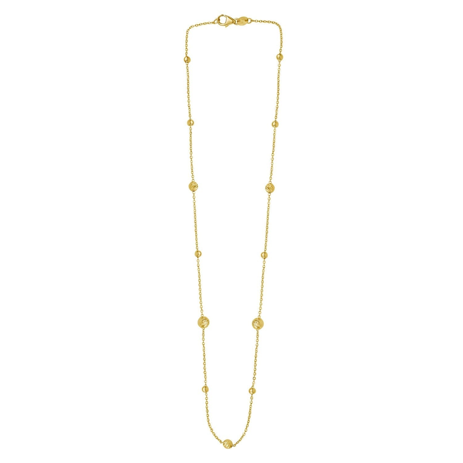 Alternating Bead Chain Necklace in 14K Yellow Gold