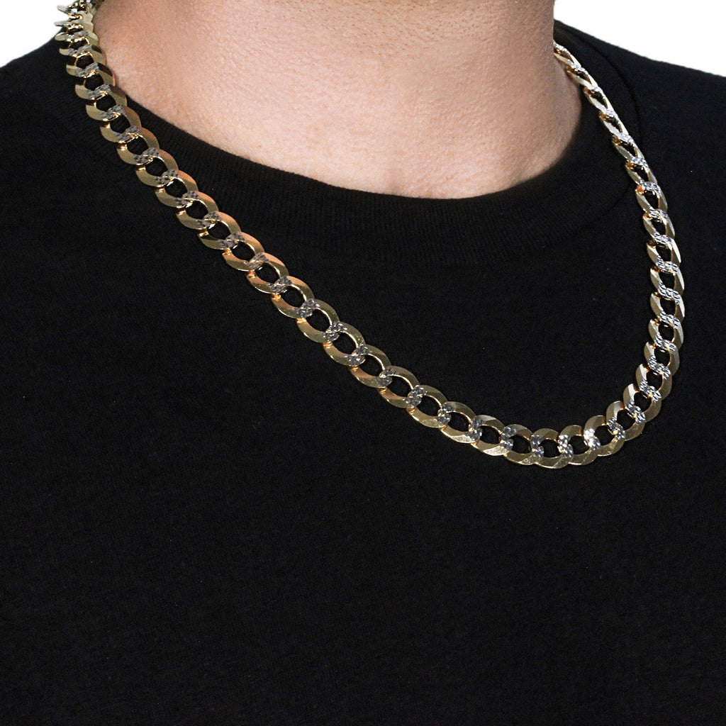 14k Two Tone Gold Pave Curb Chain (11.23 mm)