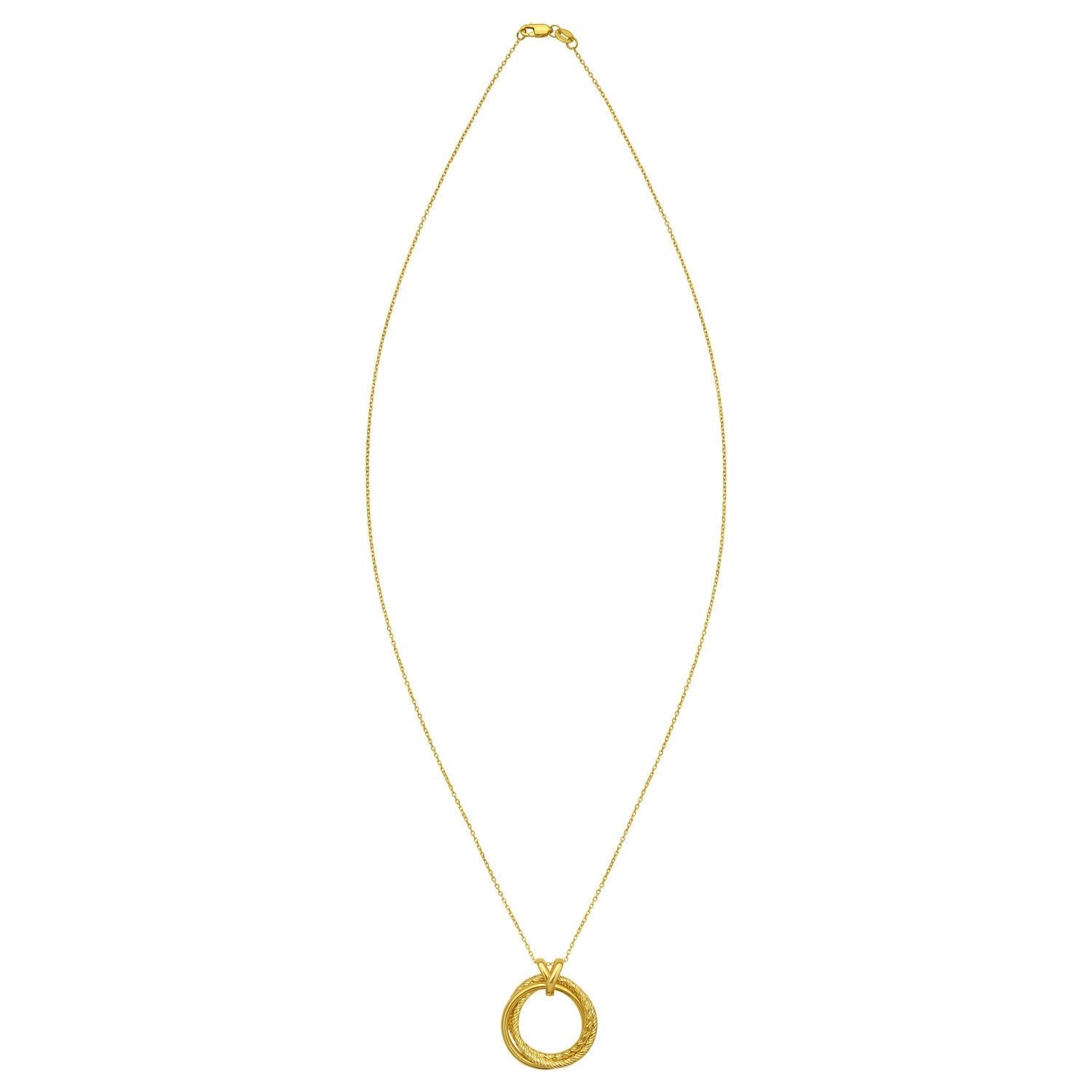 14K Yellow Gold Interlocking Diamond Cut Trinity Necklace
