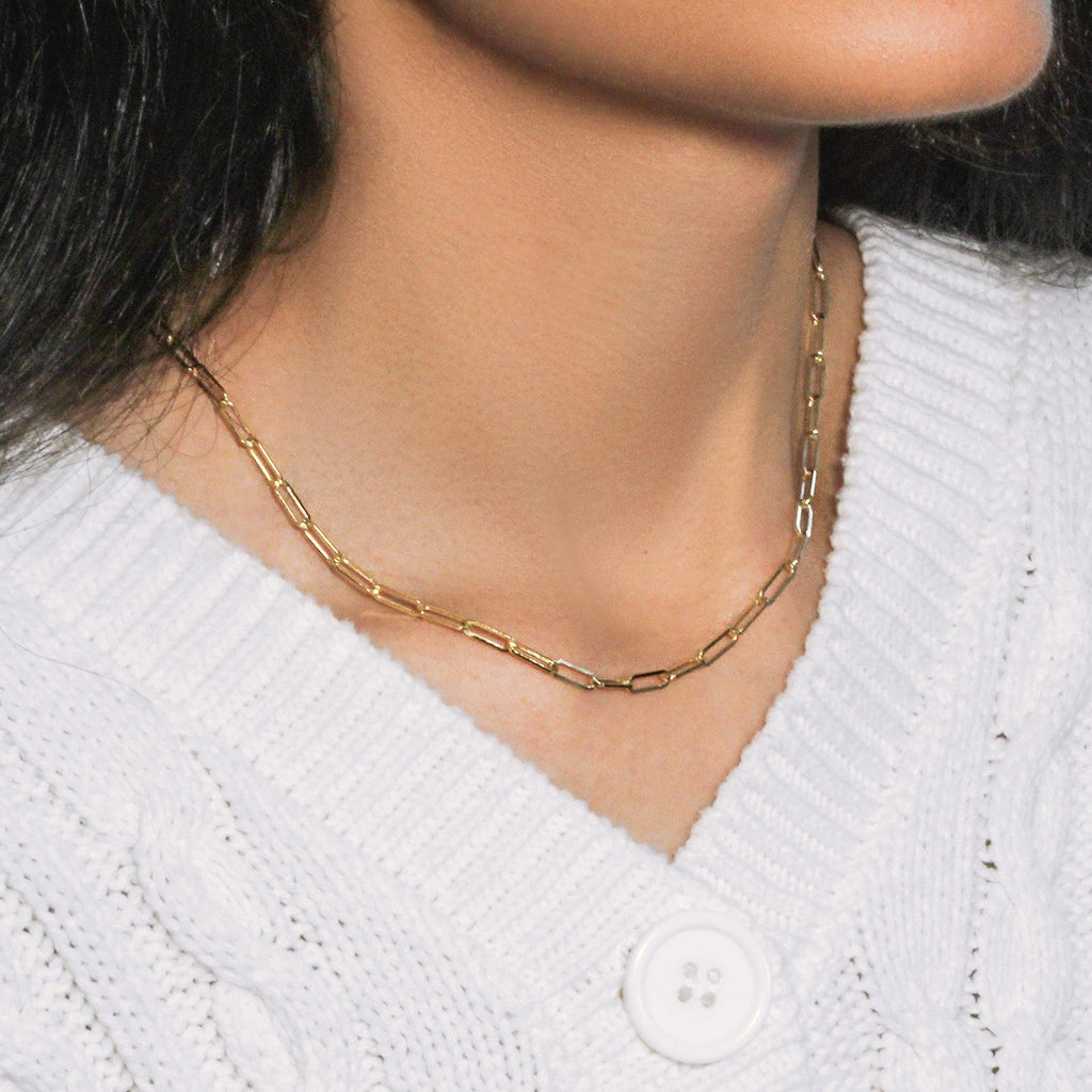 14K Yellow Gold Wide Paperclip Chain (3.20 mm)