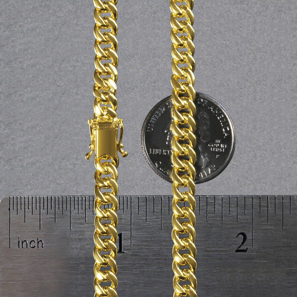 14k Yellow Gold Semi Solid Miami Cuban Chain (6.10 mm)