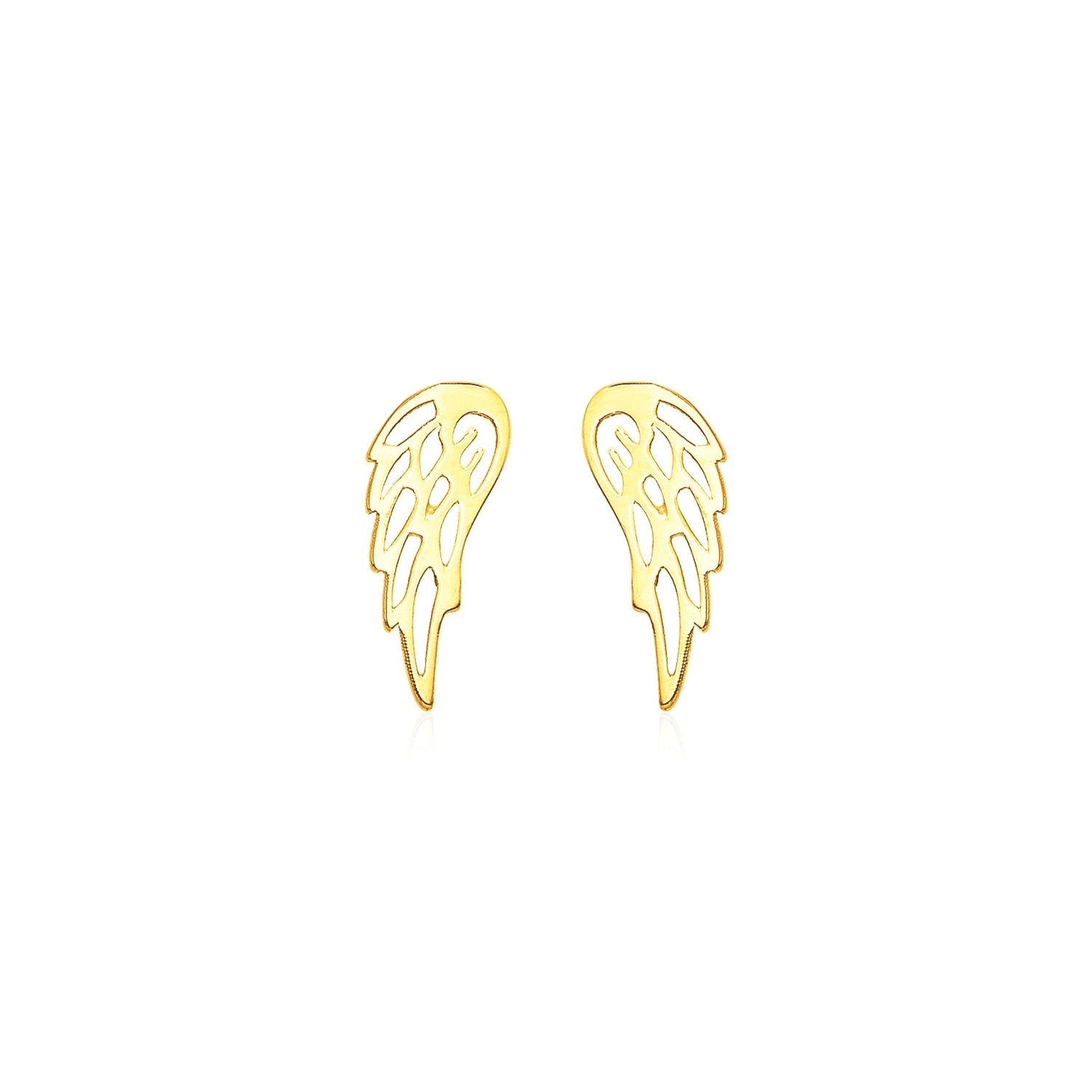 14k Yellow Gold Polished Wing Post Earrings