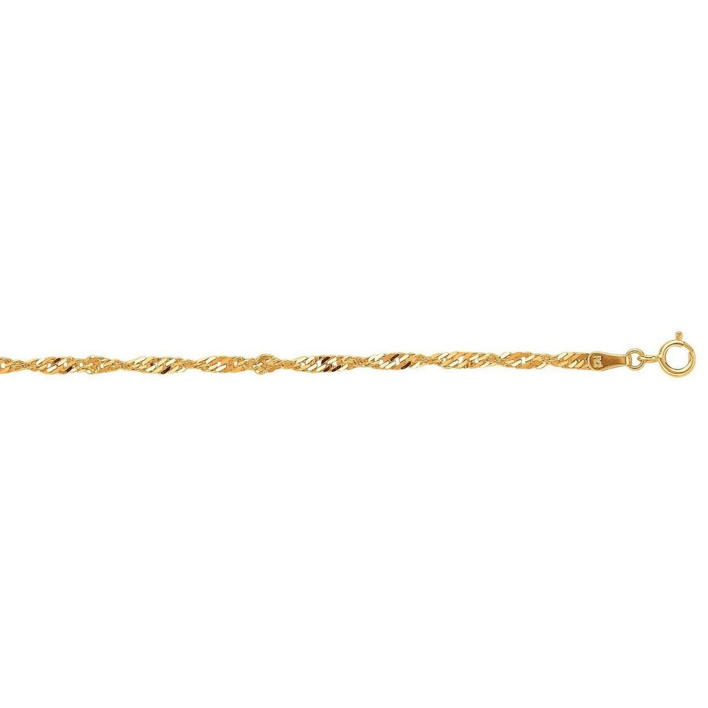 10k Yellow Gold Singapore Bracelet (2.20 mm)