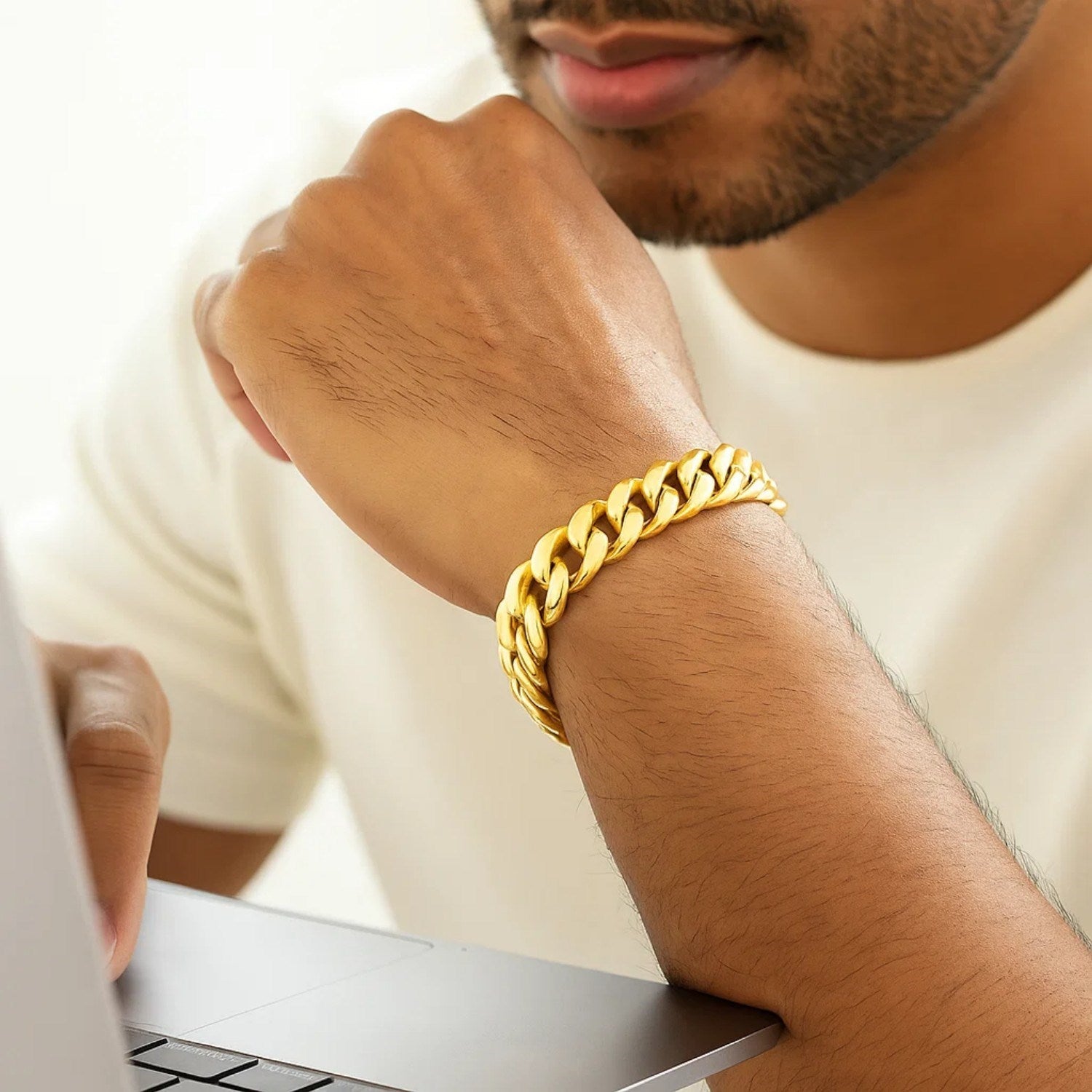 14k Yellow Gold Semi Solid Miami Cuban Bracelet (11.10 mm)