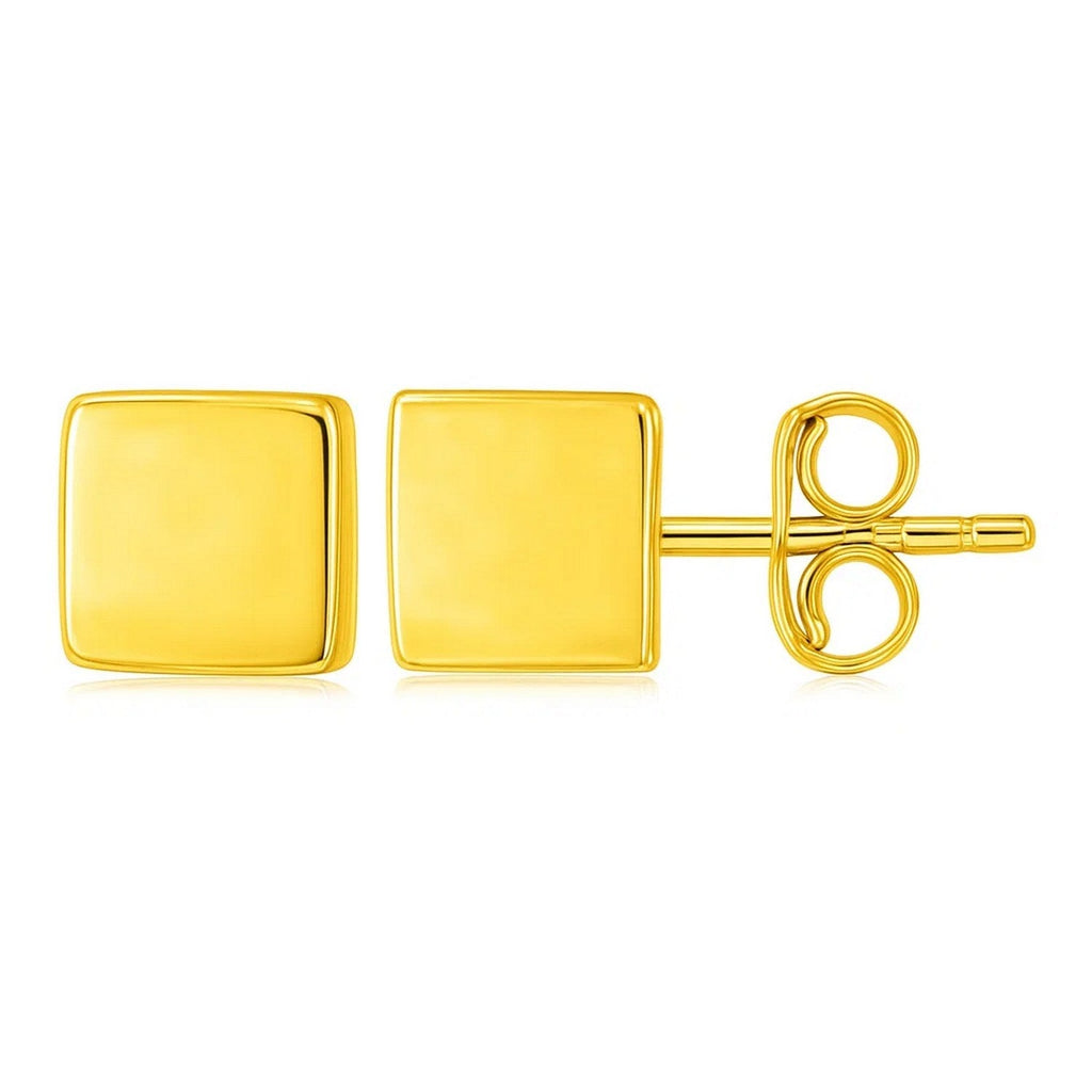 14k Yellow Gold Polished Cube Post Earrings