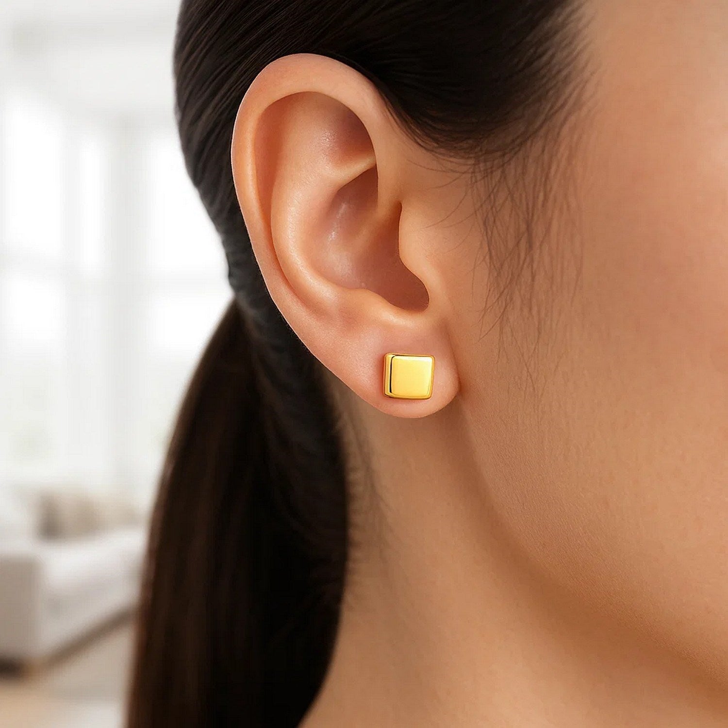14k Yellow Gold Polished Cube Post Earrings