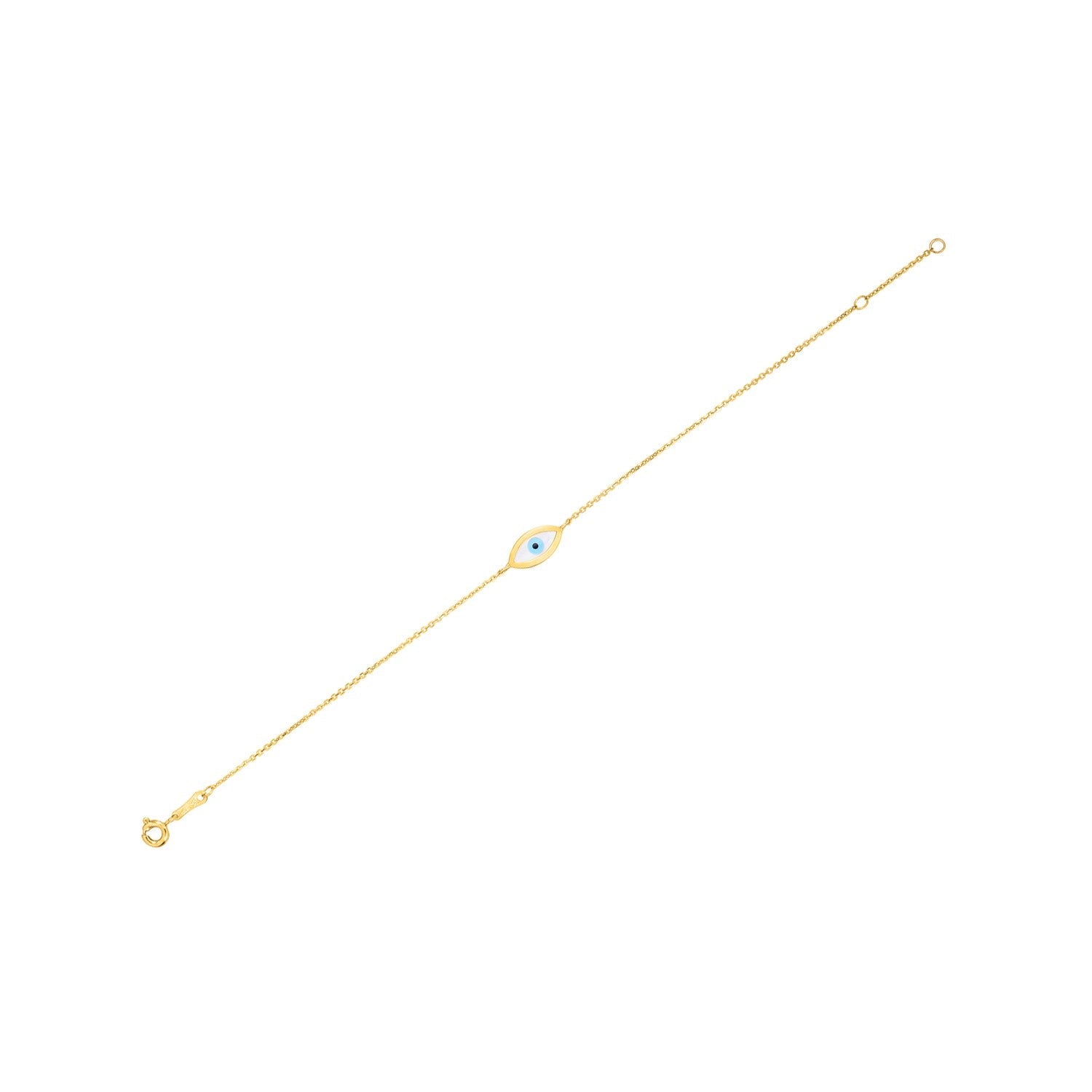 14k Yellow Gold MOP Evil Eye Bracelet (1.00 mm)