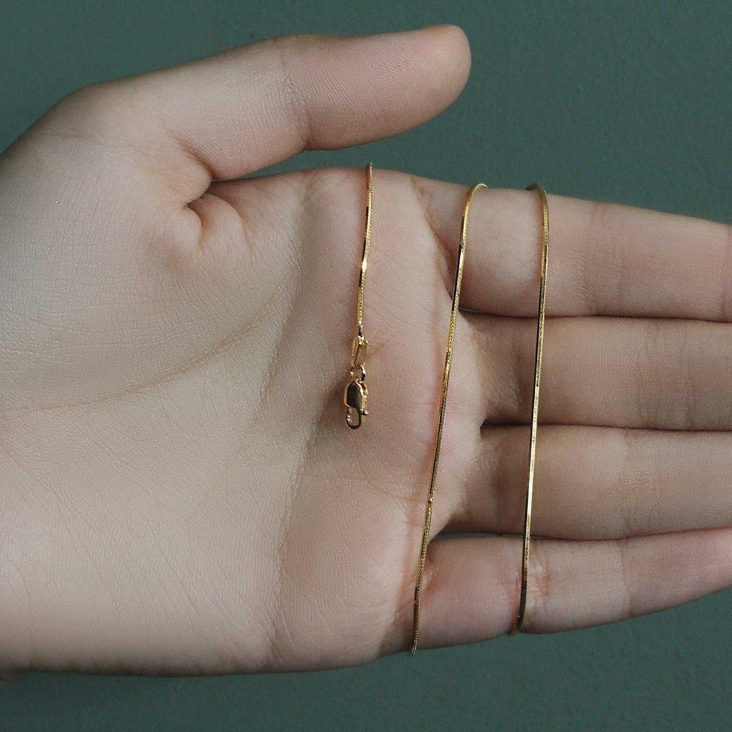 1.0mm 14K Yellow Gold Octagonal Shiny Snake Chain