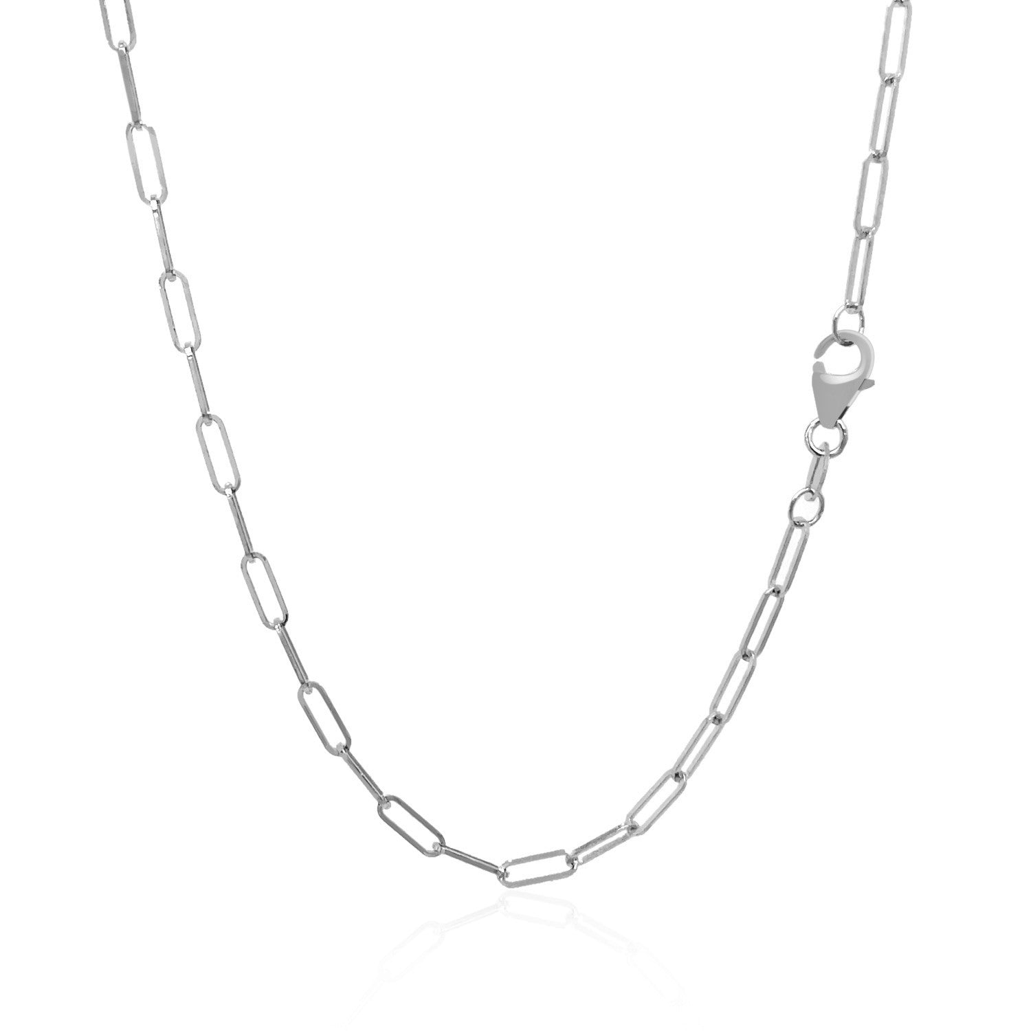 14K White Gold Delicate Paperclip Chain (2.10 mm)