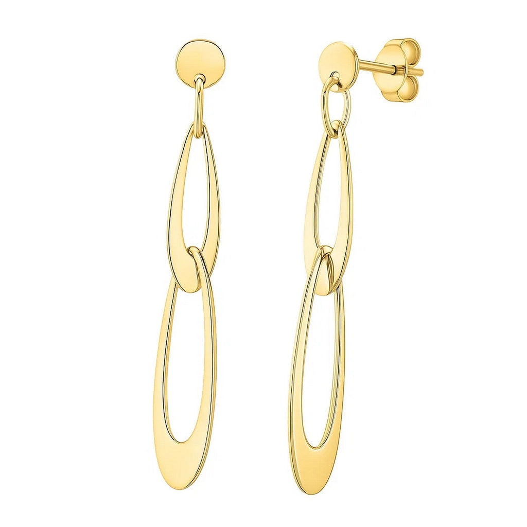 14k Yellow Gold Italian Oval Link Earrings