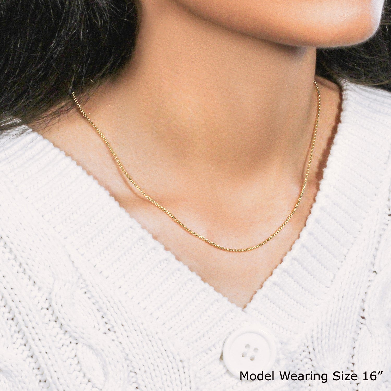 14k Yellow Gold Round Box Chain (1.3 mm)