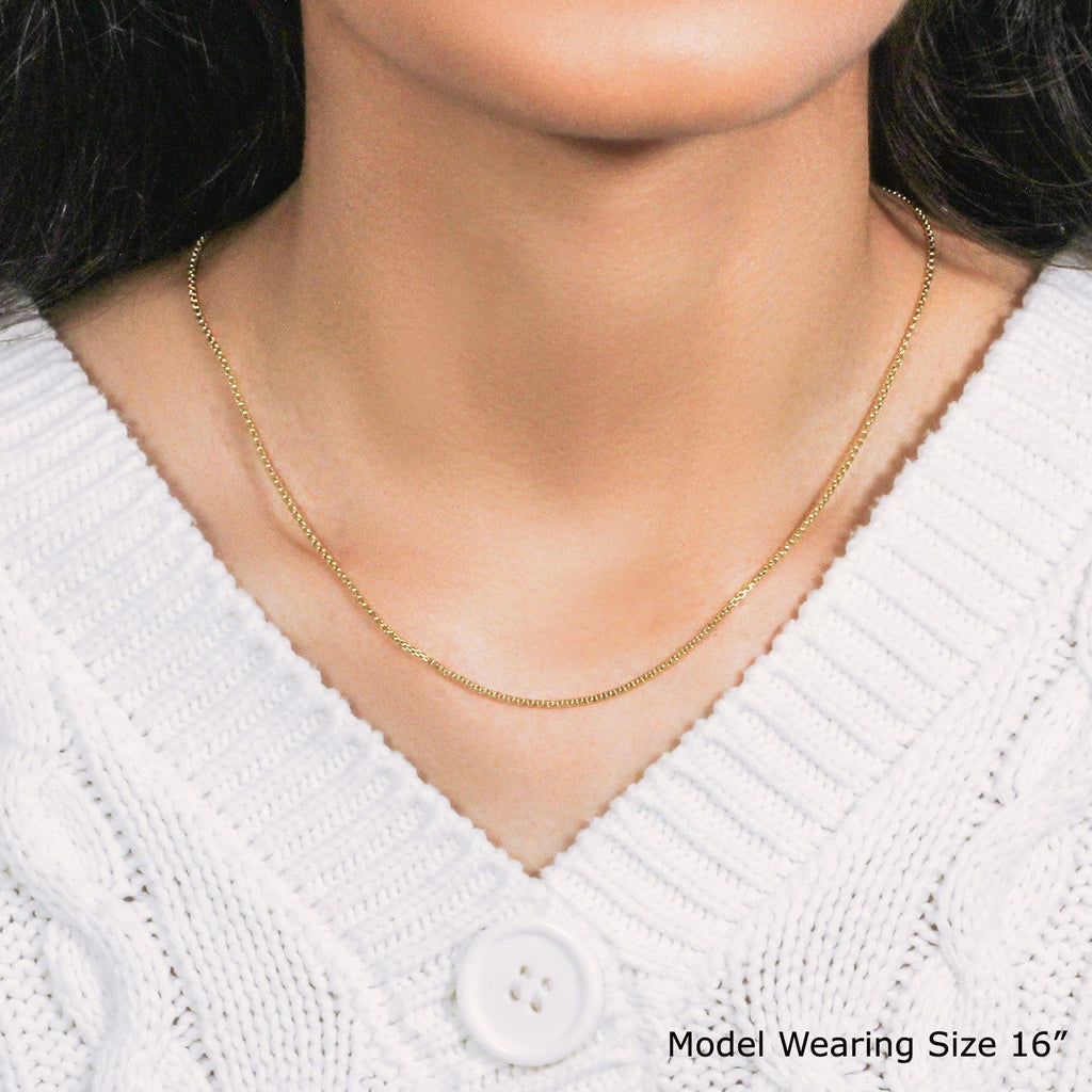 14k Yellow Gold Round Box Chain (1.3 mm)