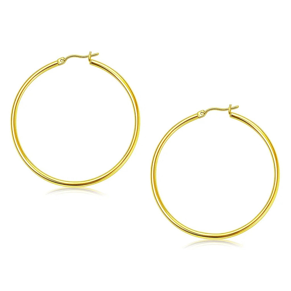 10k Yellow Gold Polished Hoop Earrings (2x45mm)