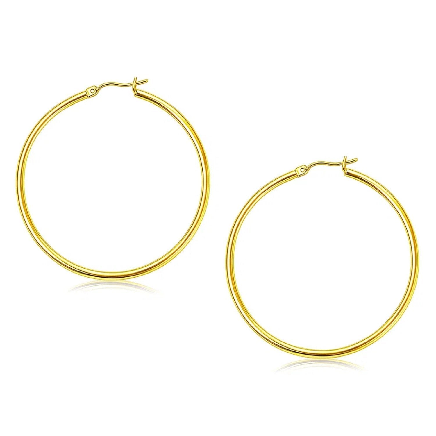 10k Yellow Gold Polished Hoop Earrings (2x45mm)