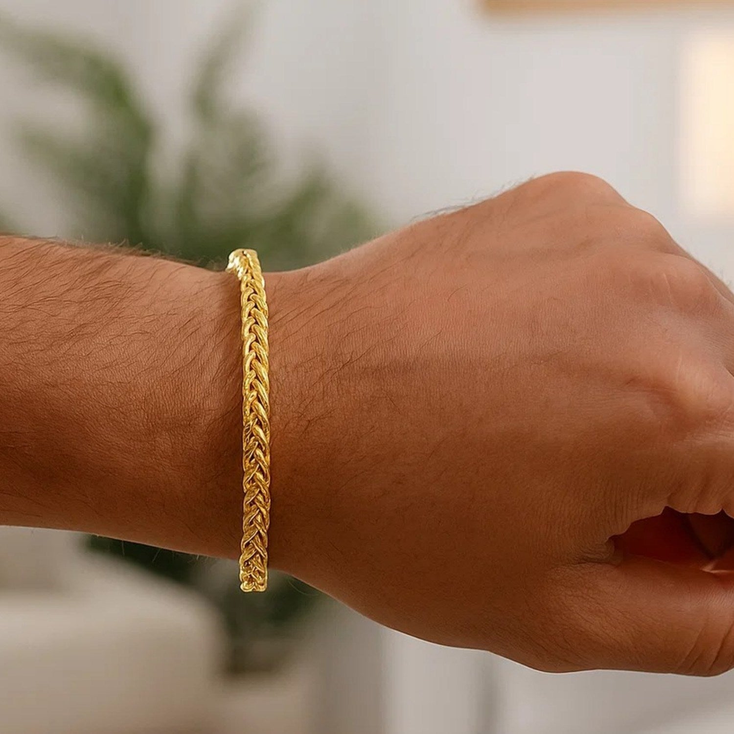 14k Yellow Gold Diamond Cut Round Franco Bracelet (4.10 mm)