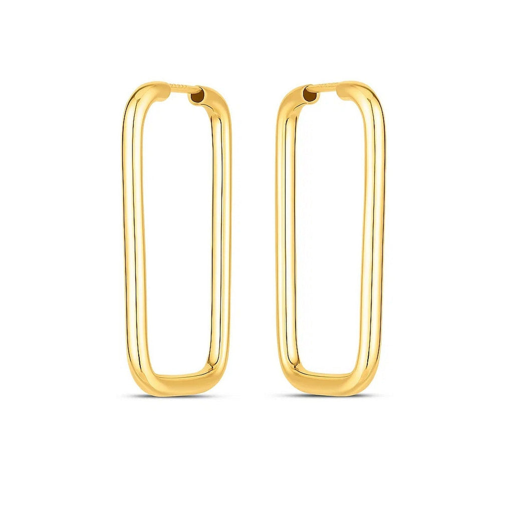 14k Yellow Gold Endless Rectangle Hoops