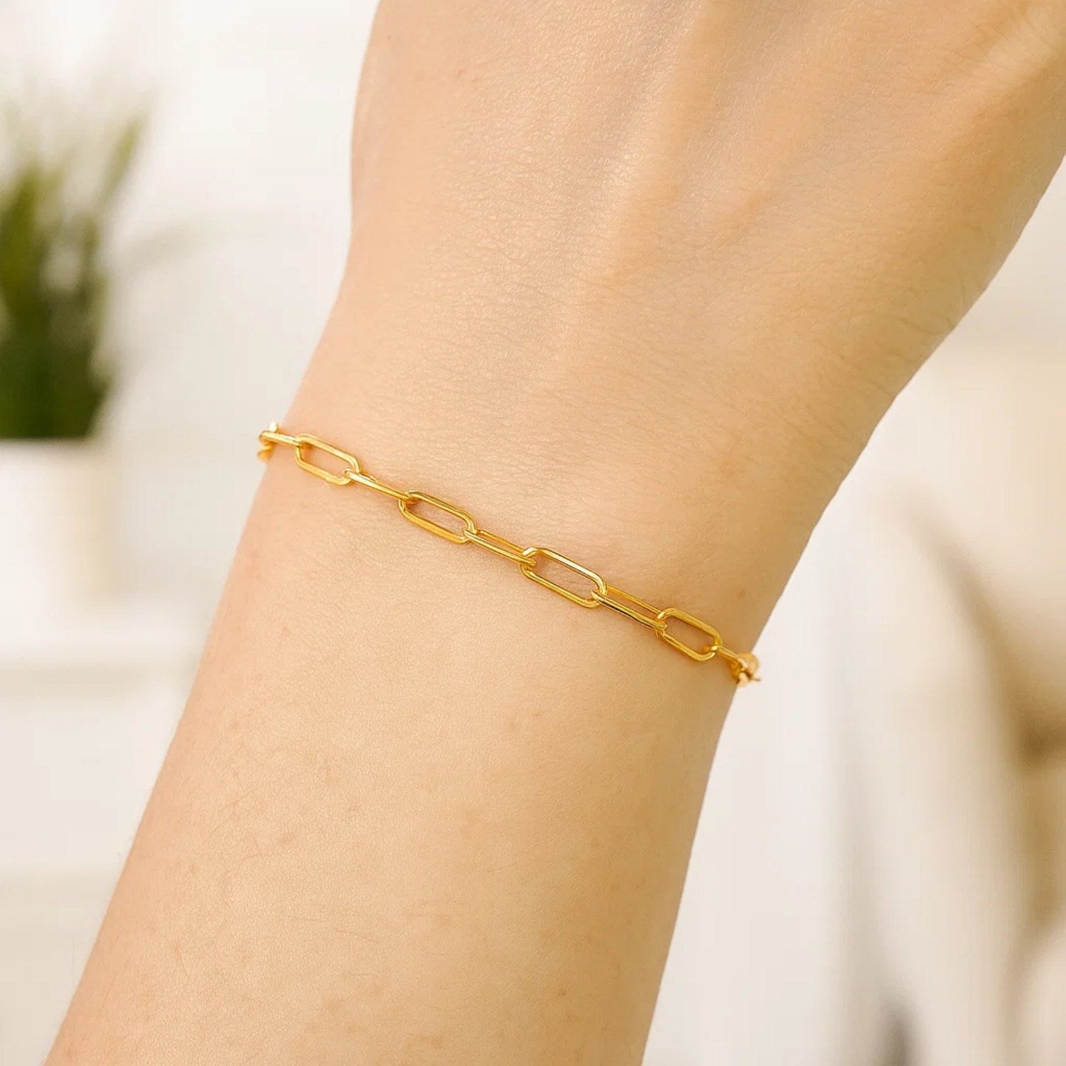 14K Yellow Gold Paperclip Bracelet  (3.50 mm)