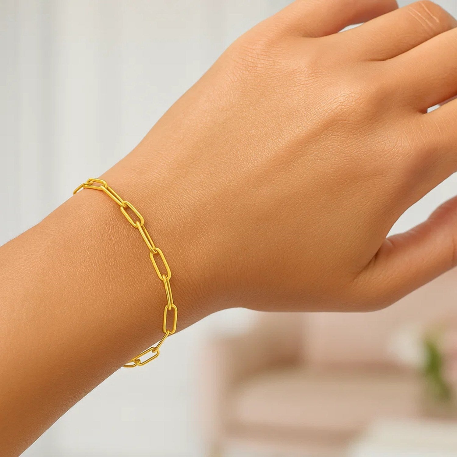 14K Yellow Gold Paperclip Bracelet  (3.50 mm)