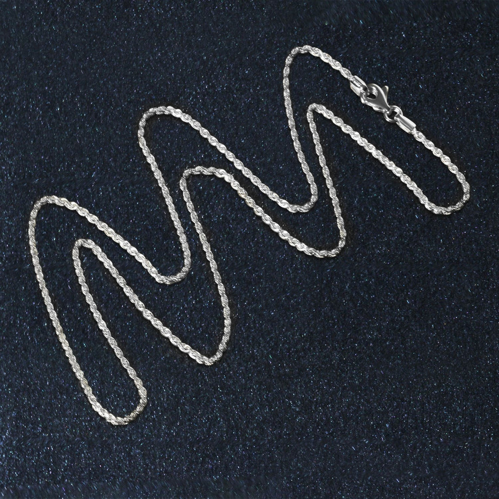 10k White Gold Solid Diamond Cut Rope Chain (1.40 mm)