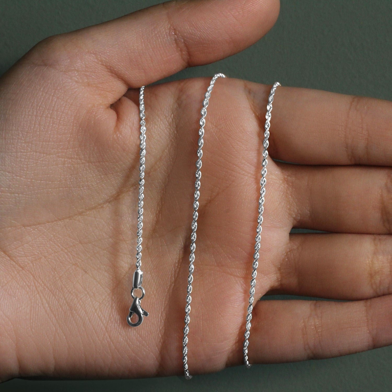 10k White Gold Solid Diamond Cut Rope Chain (1.40 mm)