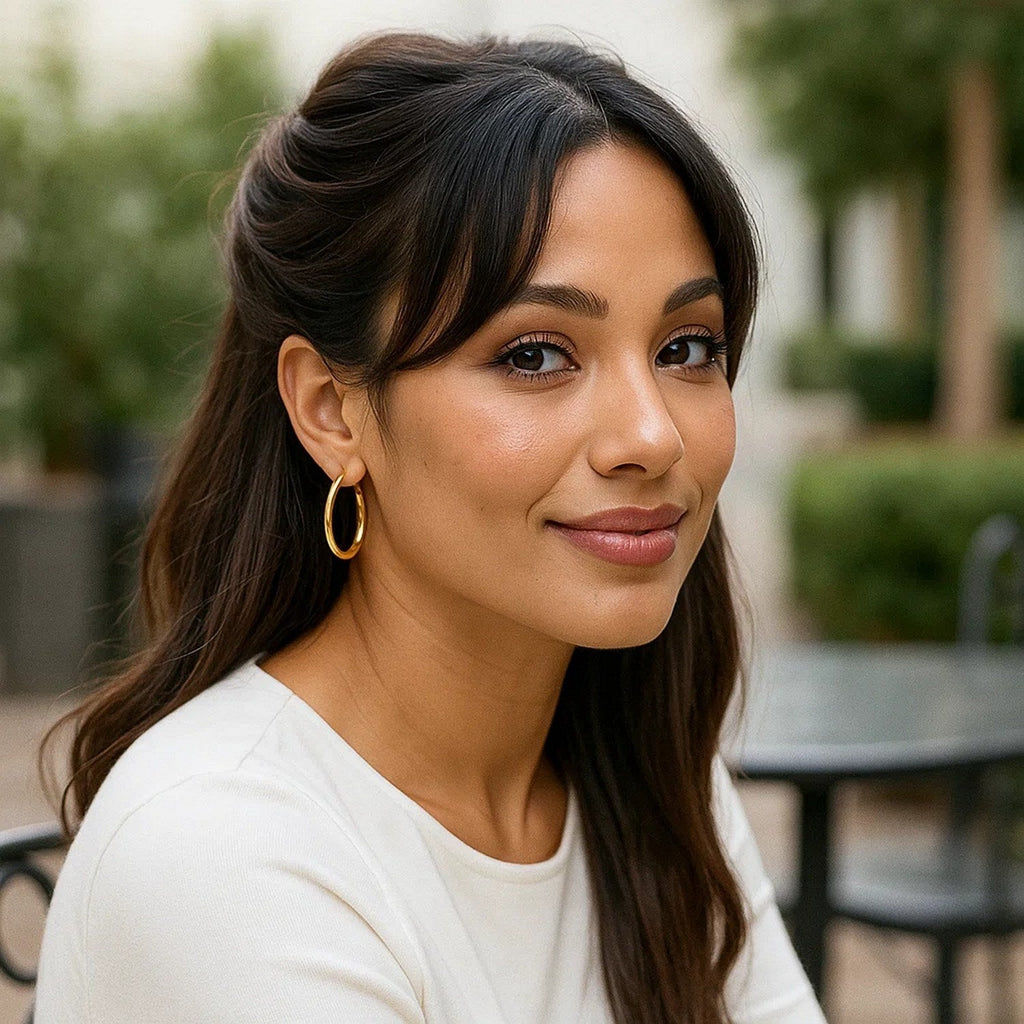 10k Yellow Gold Polished Hoop Earrings (3x30mm)