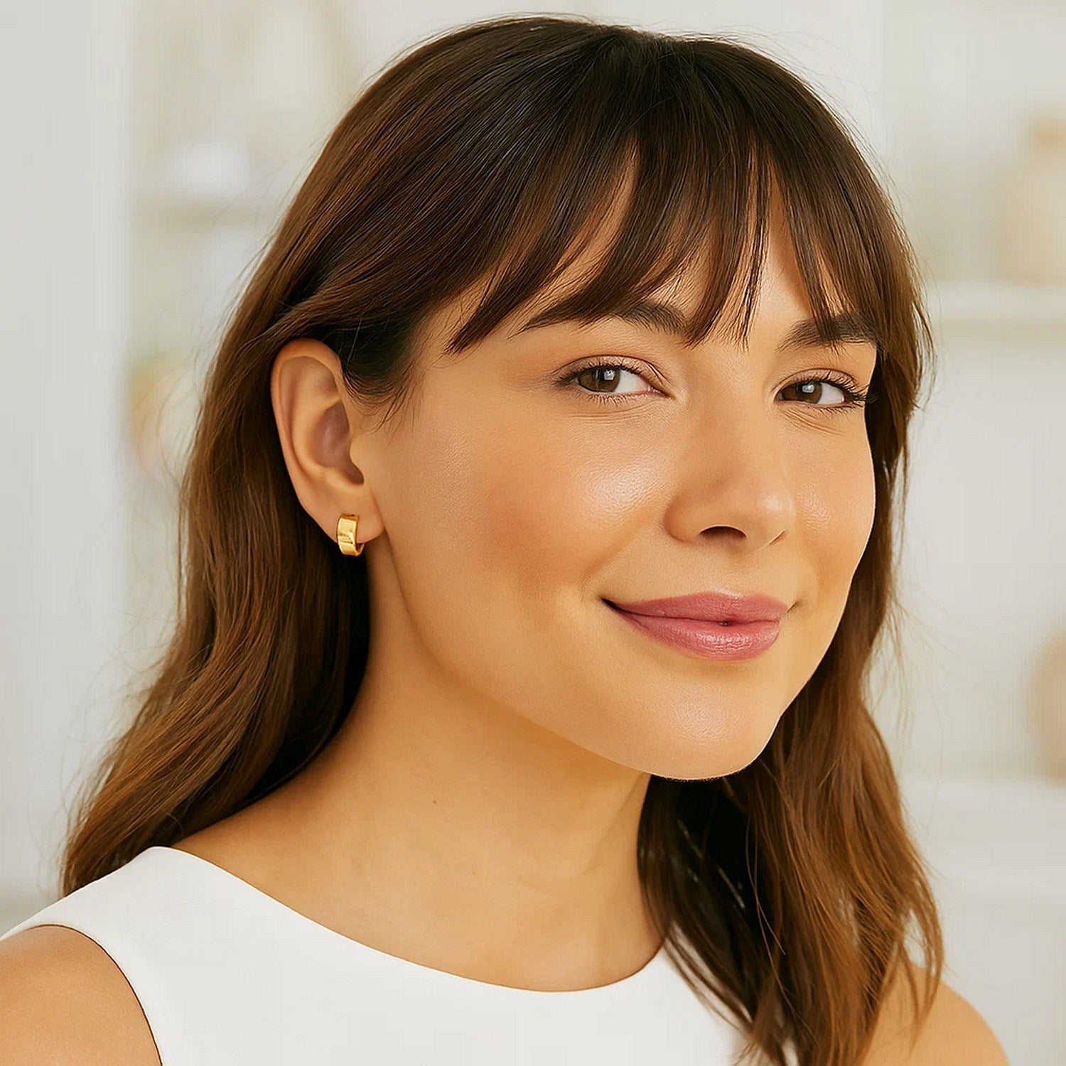 14k Yellow Gold Snuggable Hoop Earrings