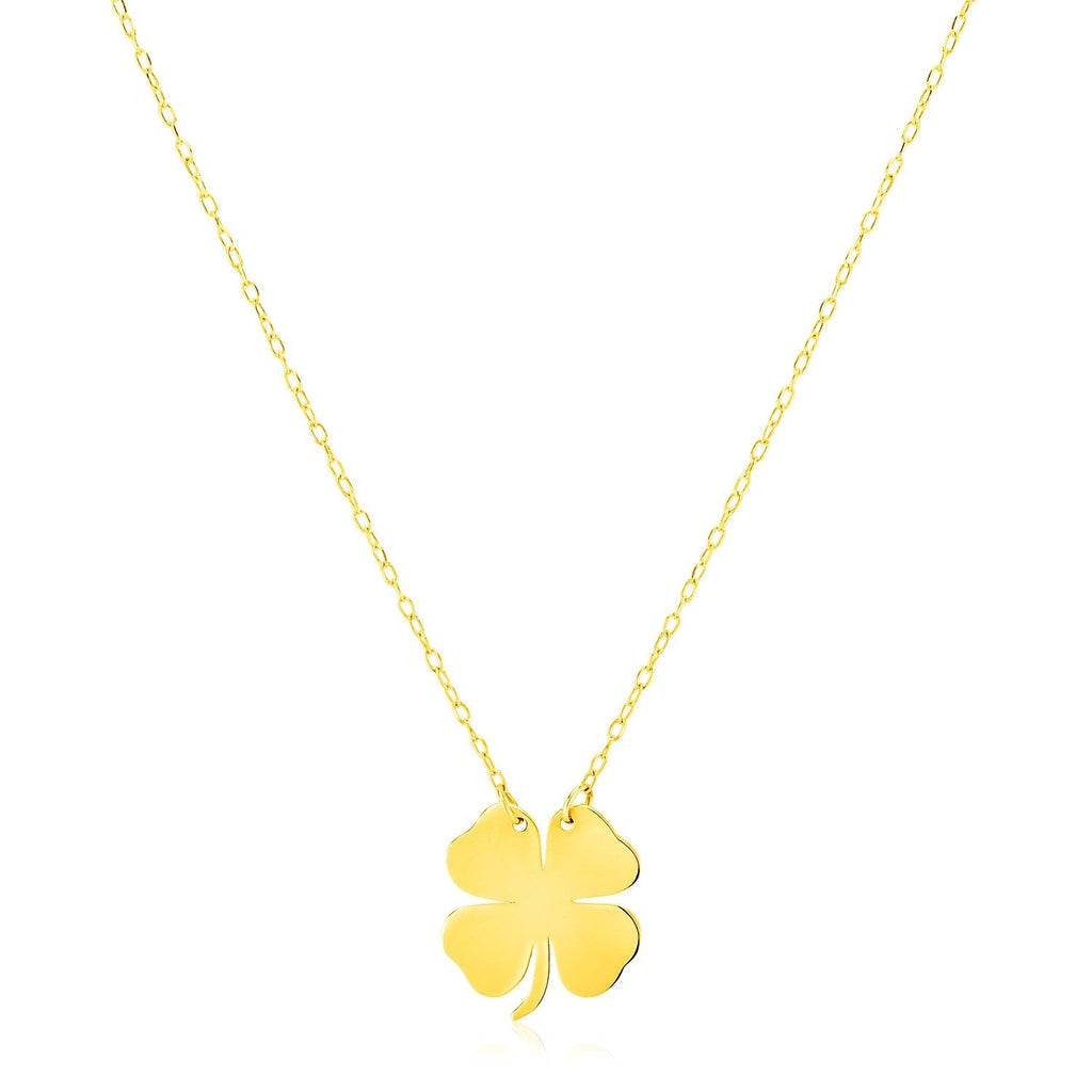 14K Yellow Gold Four Leaf Clover Necklace