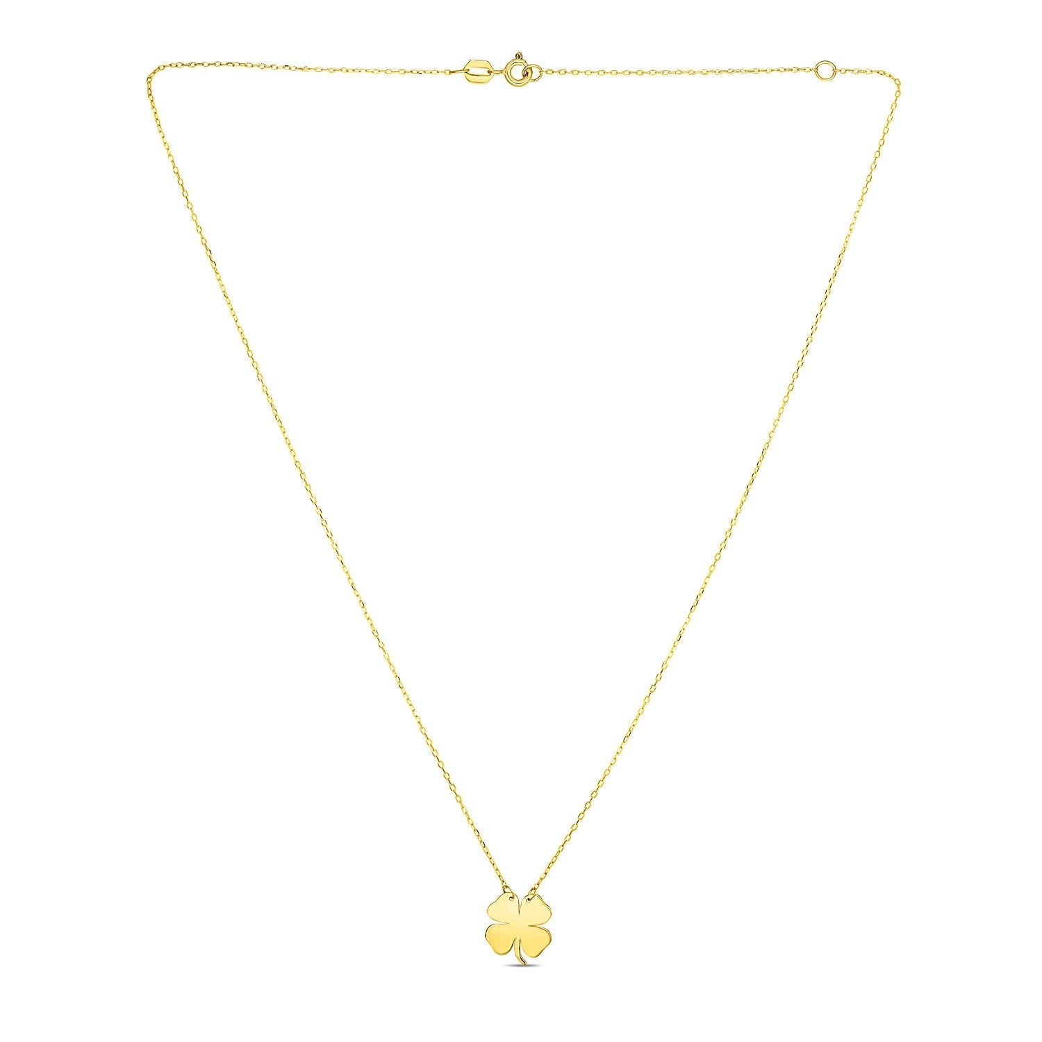 14K Yellow Gold Four Leaf Clover Necklace