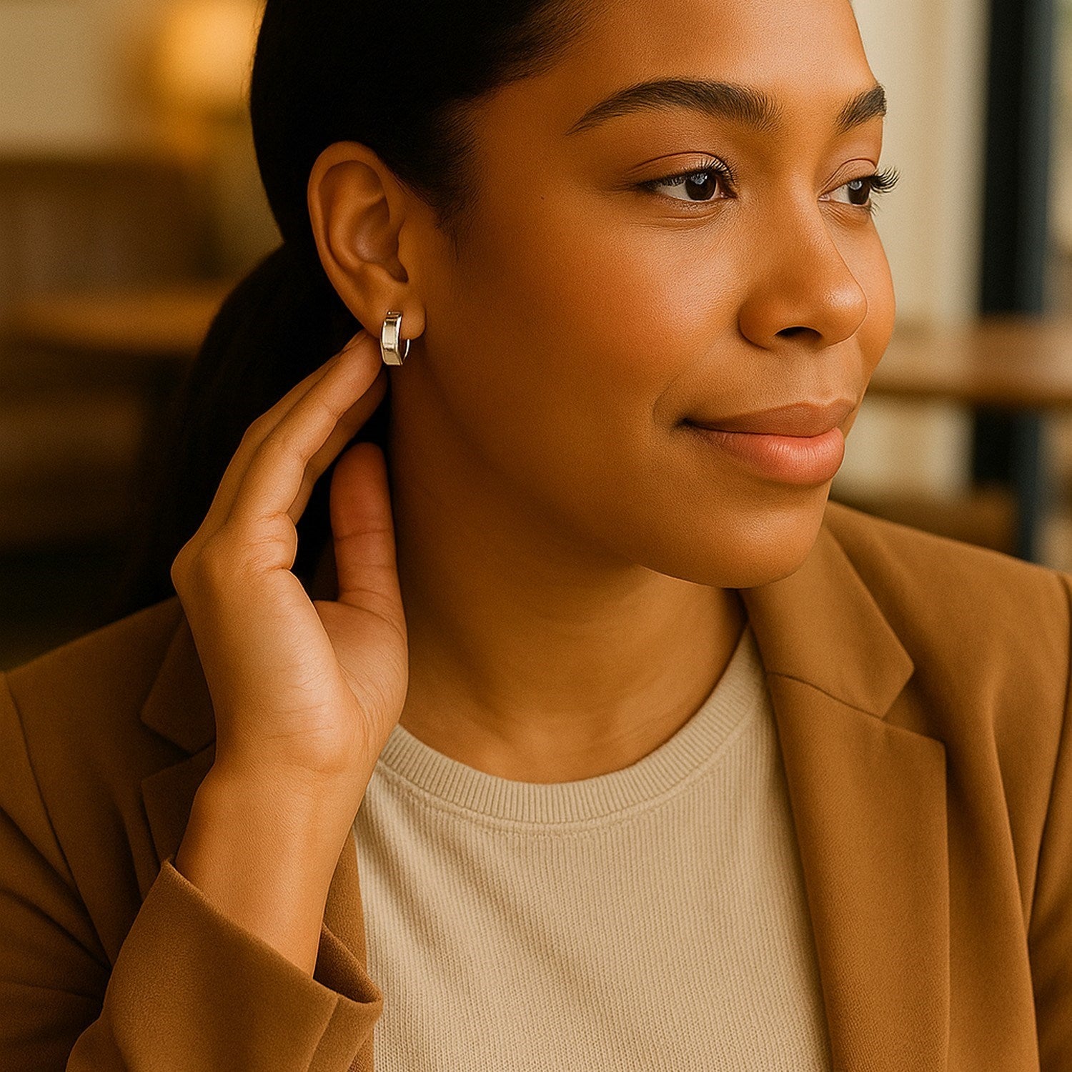 14k White Gold Snuggable Hoop Earrings