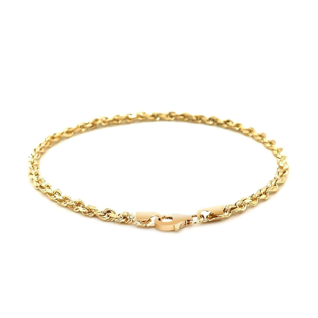 10k Yellow Gold Solid Diamond Cut Rope Bracelet (3.00 mm)