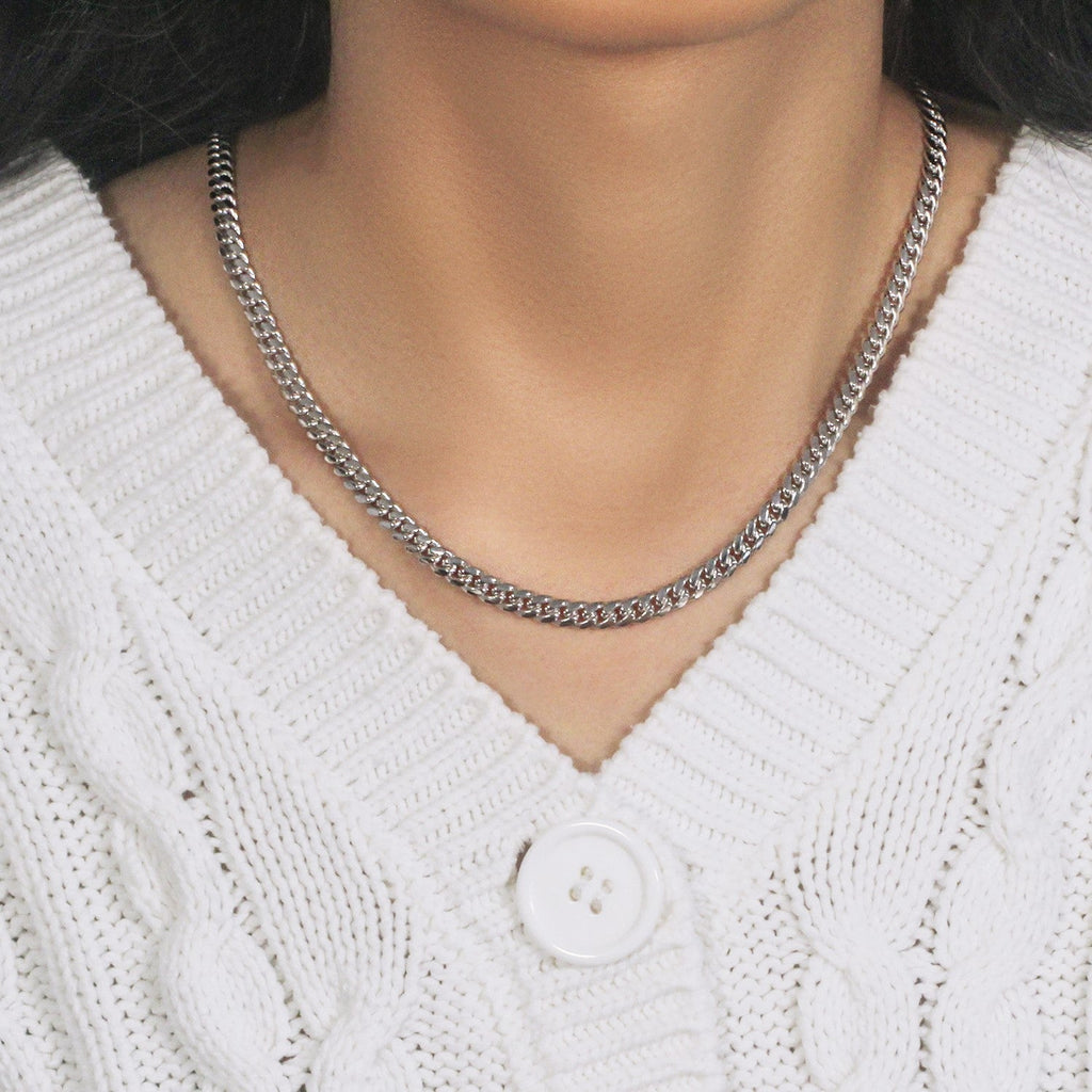 14k White Gold Classic Miami Cuban Solid Chain (5.00 mm)