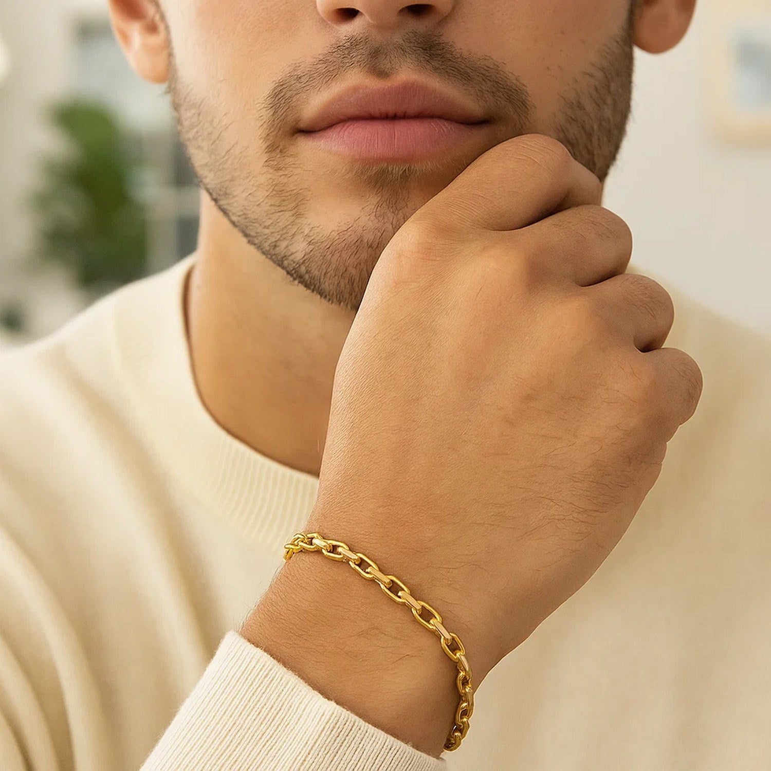 14k Yellow Gold French Cable Chain Bracelet  (3.60 mm)