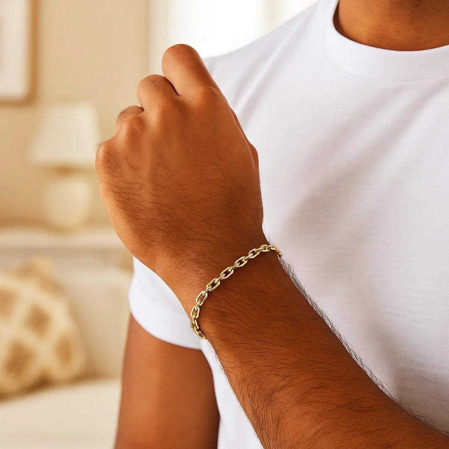 14k Yellow Gold French Cable Chain Bracelet  (3.60 mm)