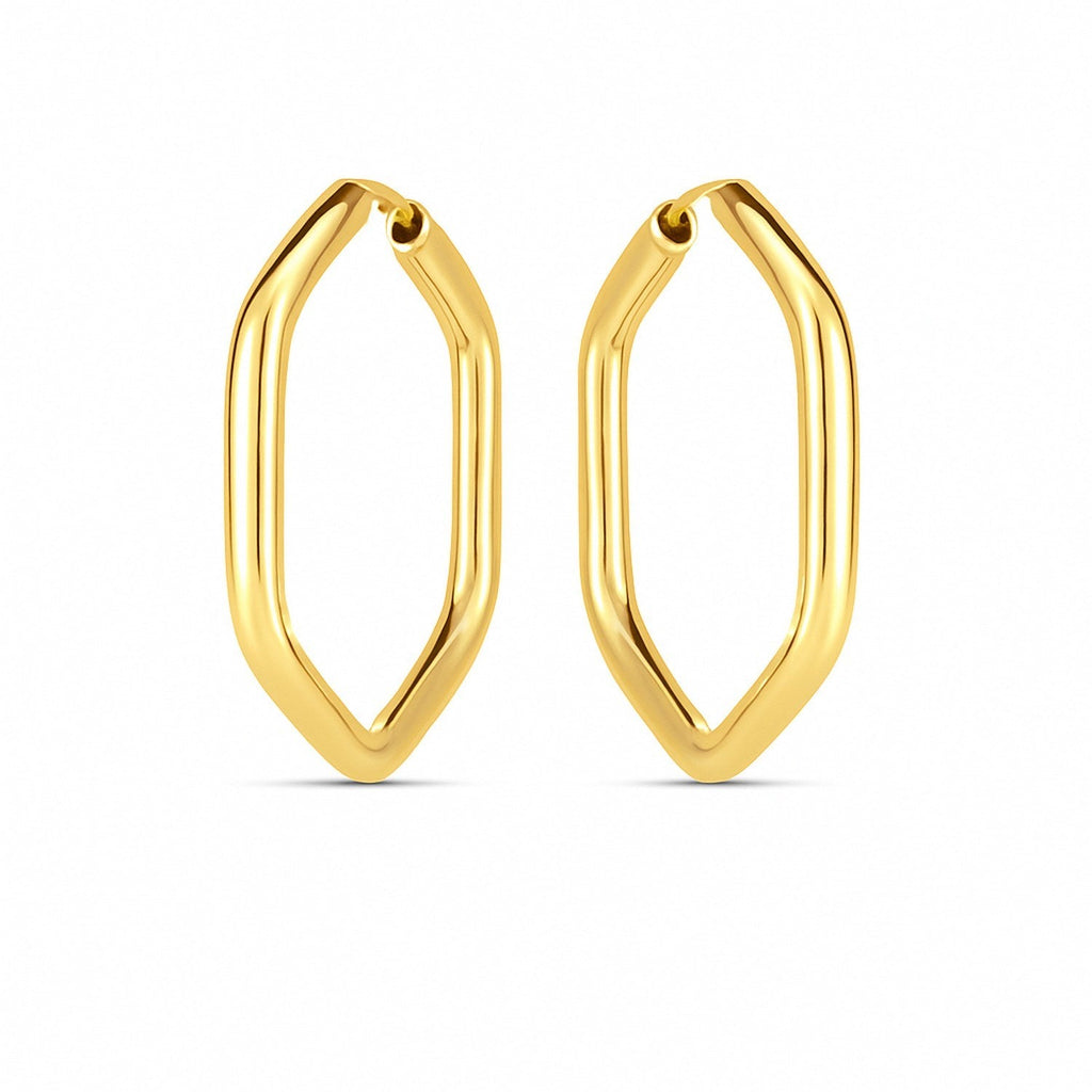14k Yellow Gold Endless Hexagon Hoop Earrings