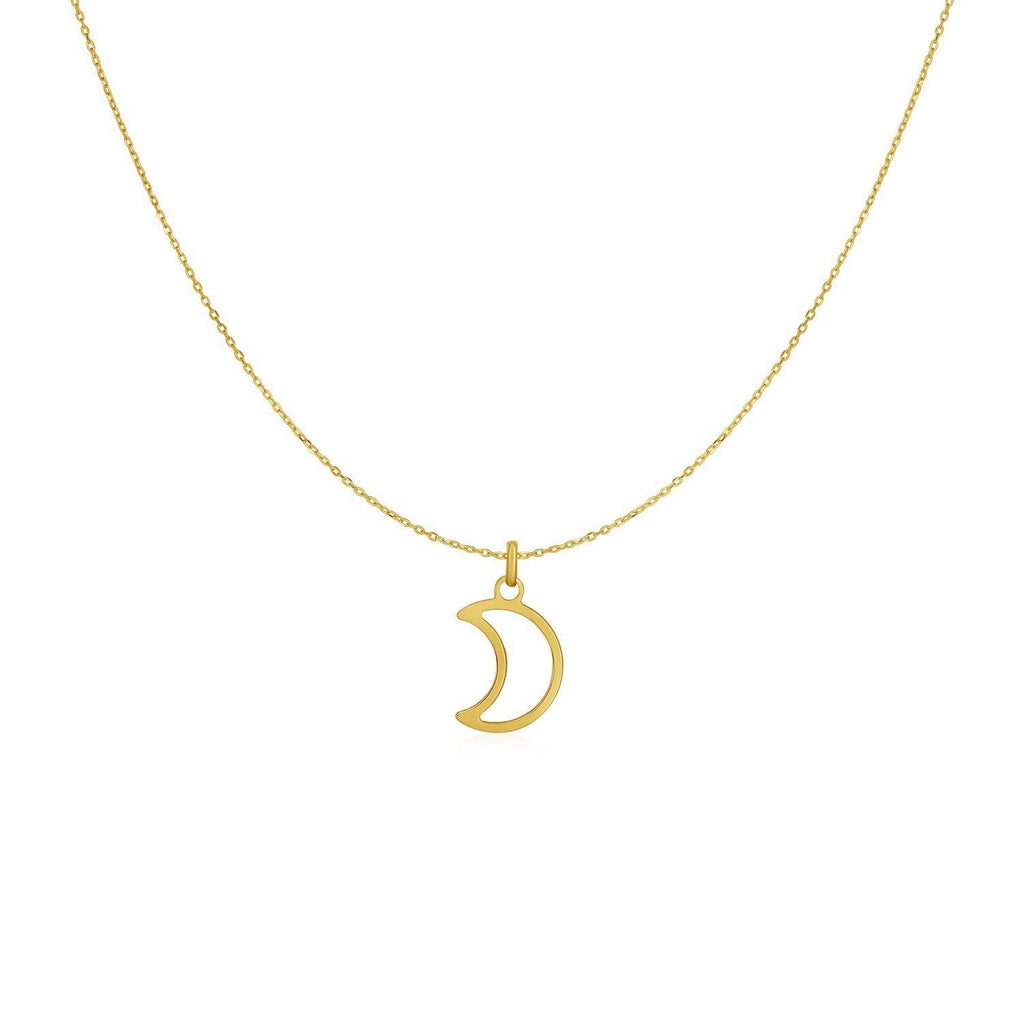 14k Yellow Gold Necklace with Moon